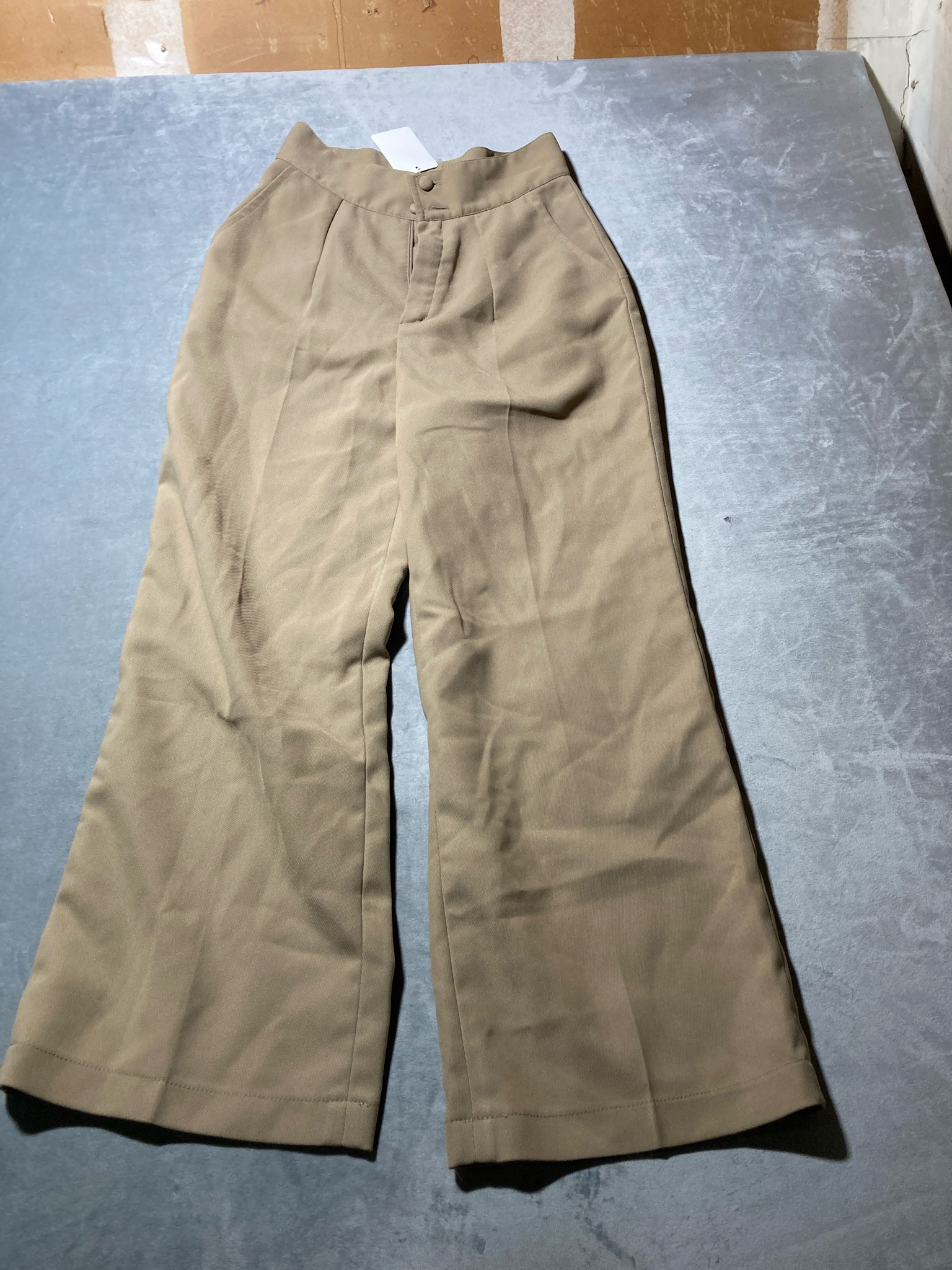 ZIEI HANOI Tan Crepe Wide-Leg Trousers Size S