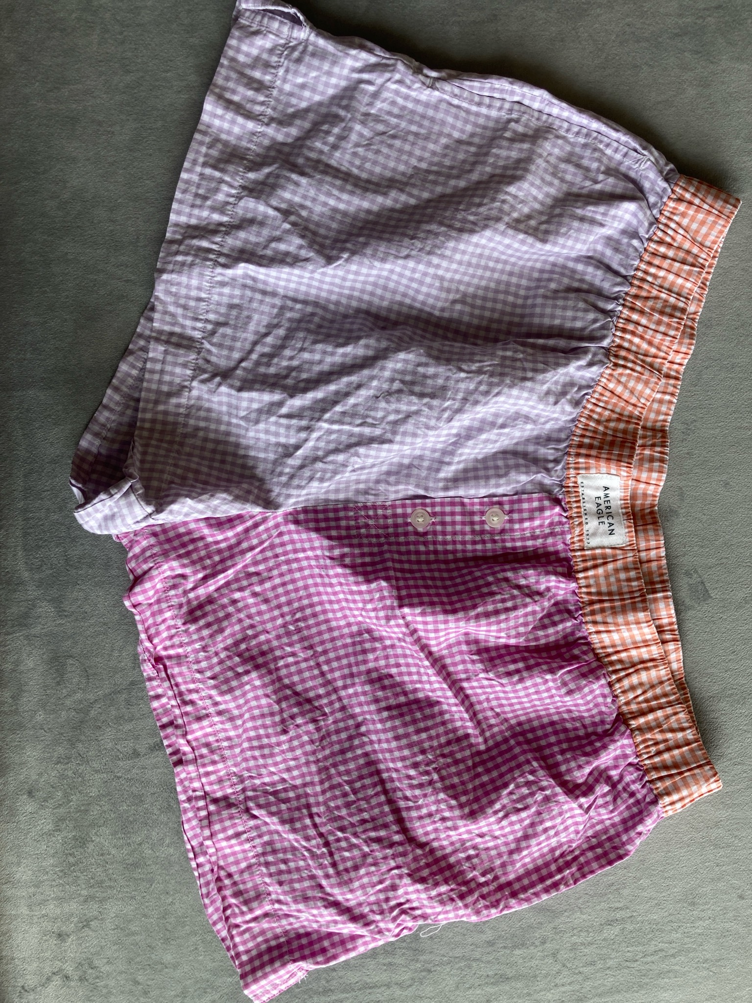 American Eagle Pink Gingham Woven Boxer Shorts Size Large