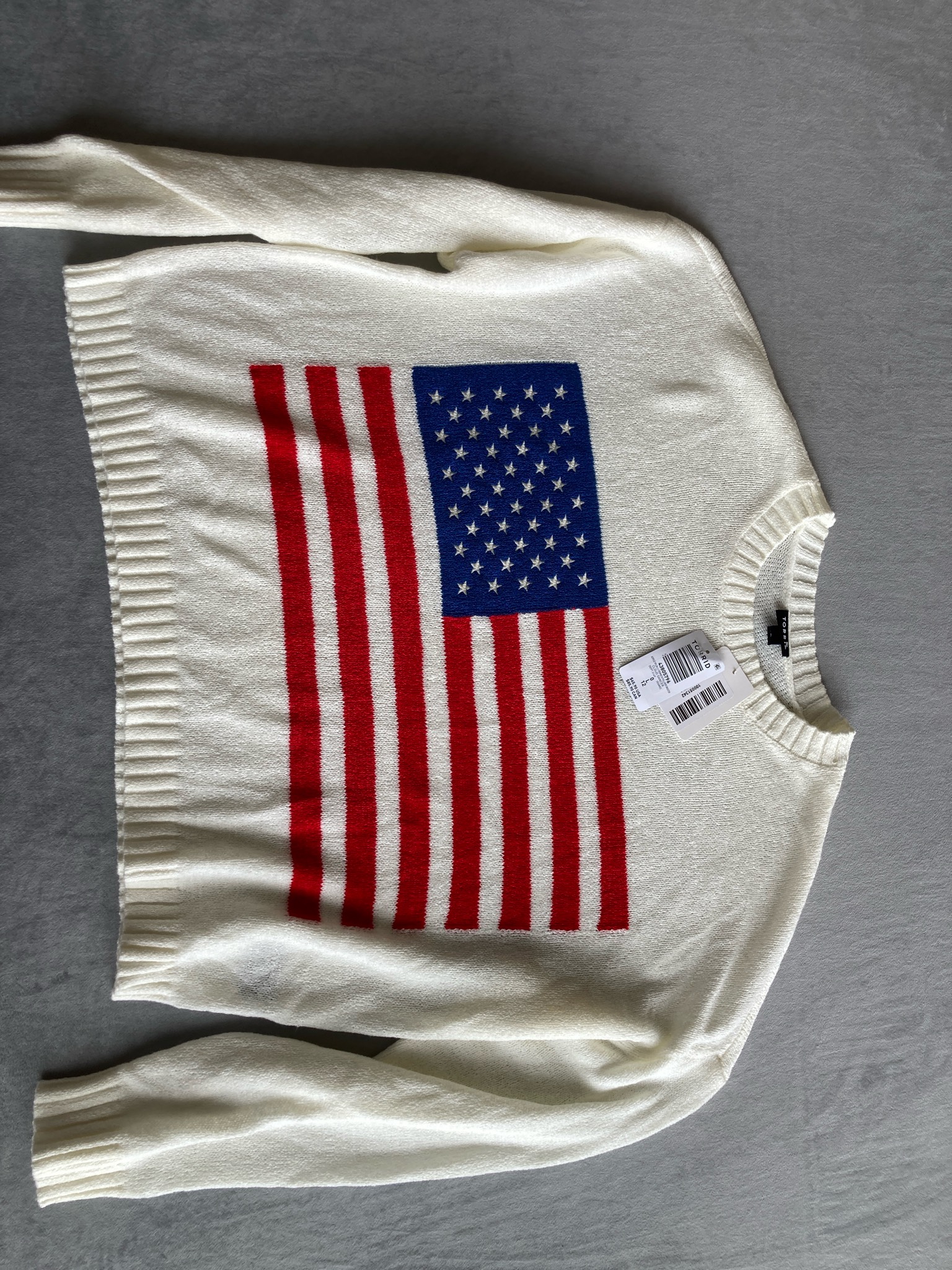 Torrid Cream American Flag Knit Sweater Size 0
