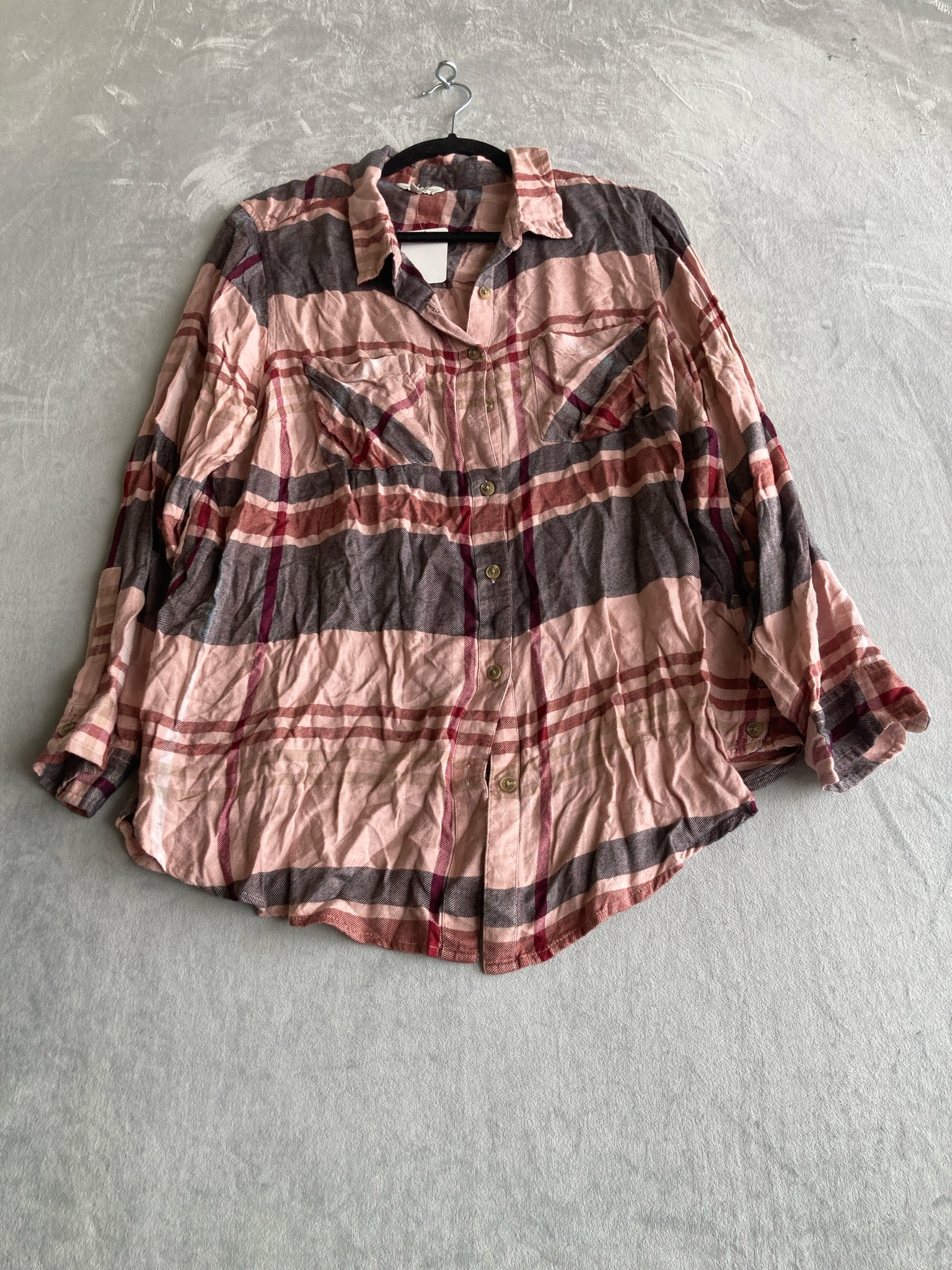 Lucky Brand Pink Plaid Flannel Shirt Size 1X