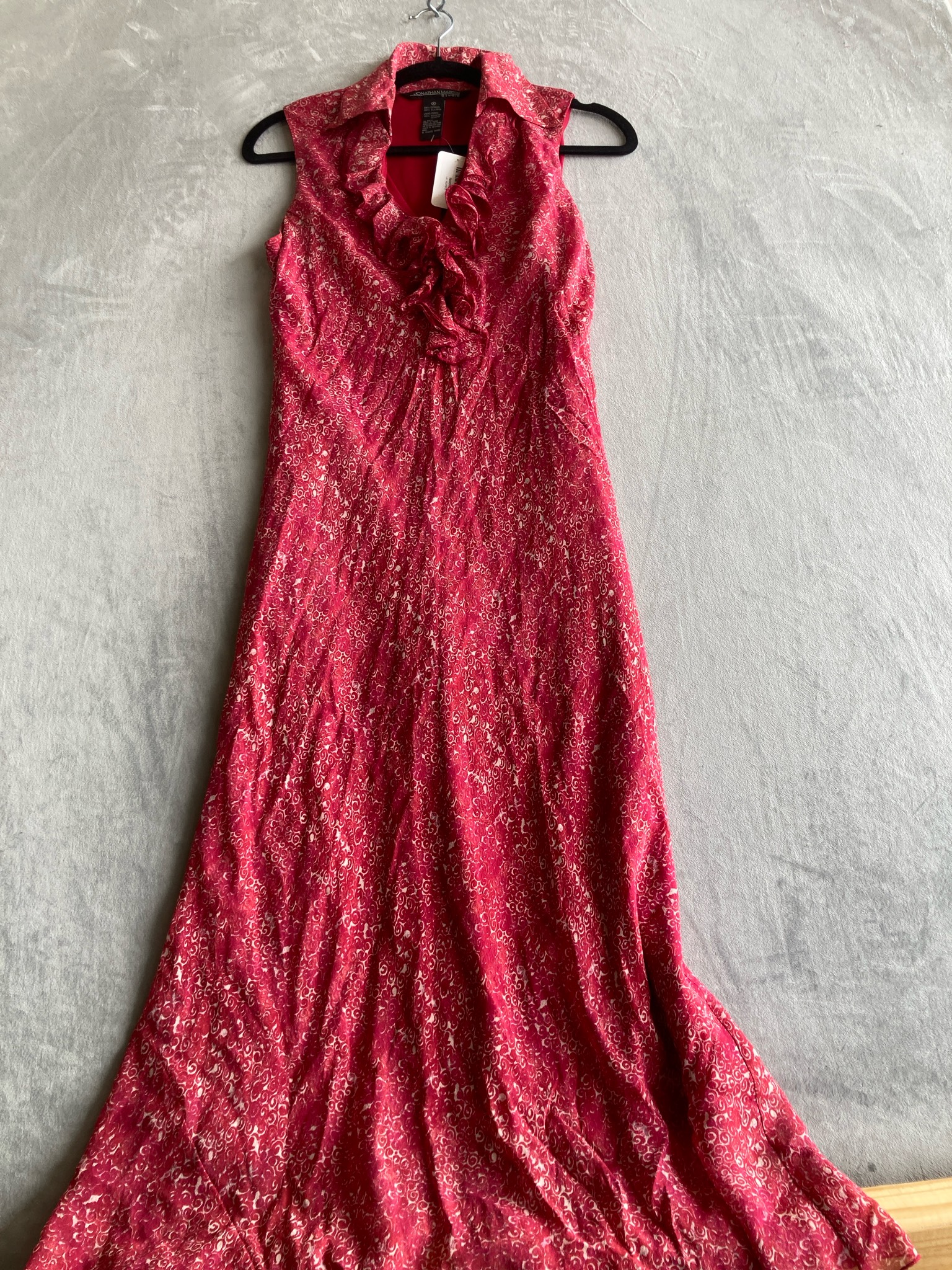 Jonathan Martin Studio Red Swirl Silk Maxi Dress Size Size 6