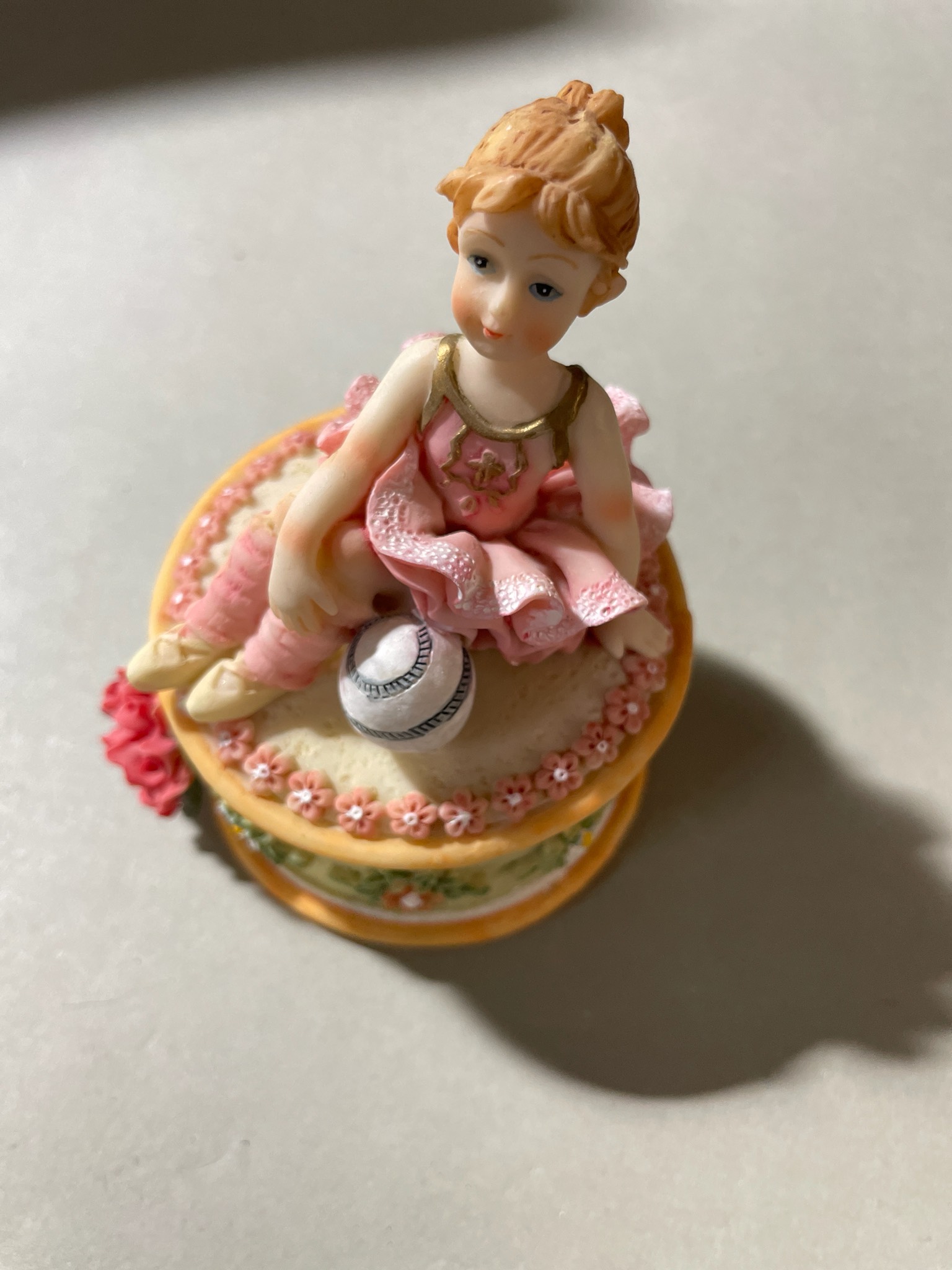 Pink and Cream Figurine Trinket Box