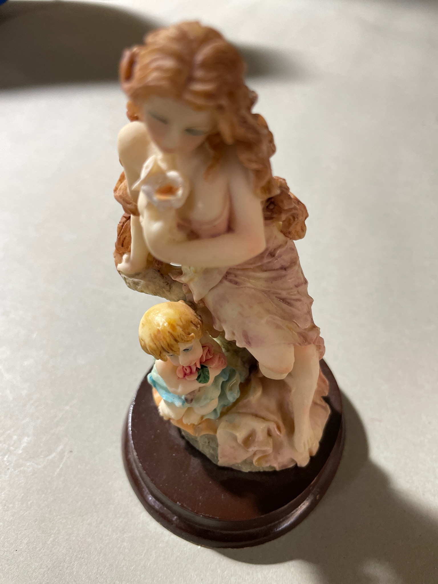 Ivory Pink Mother and Child Figurine