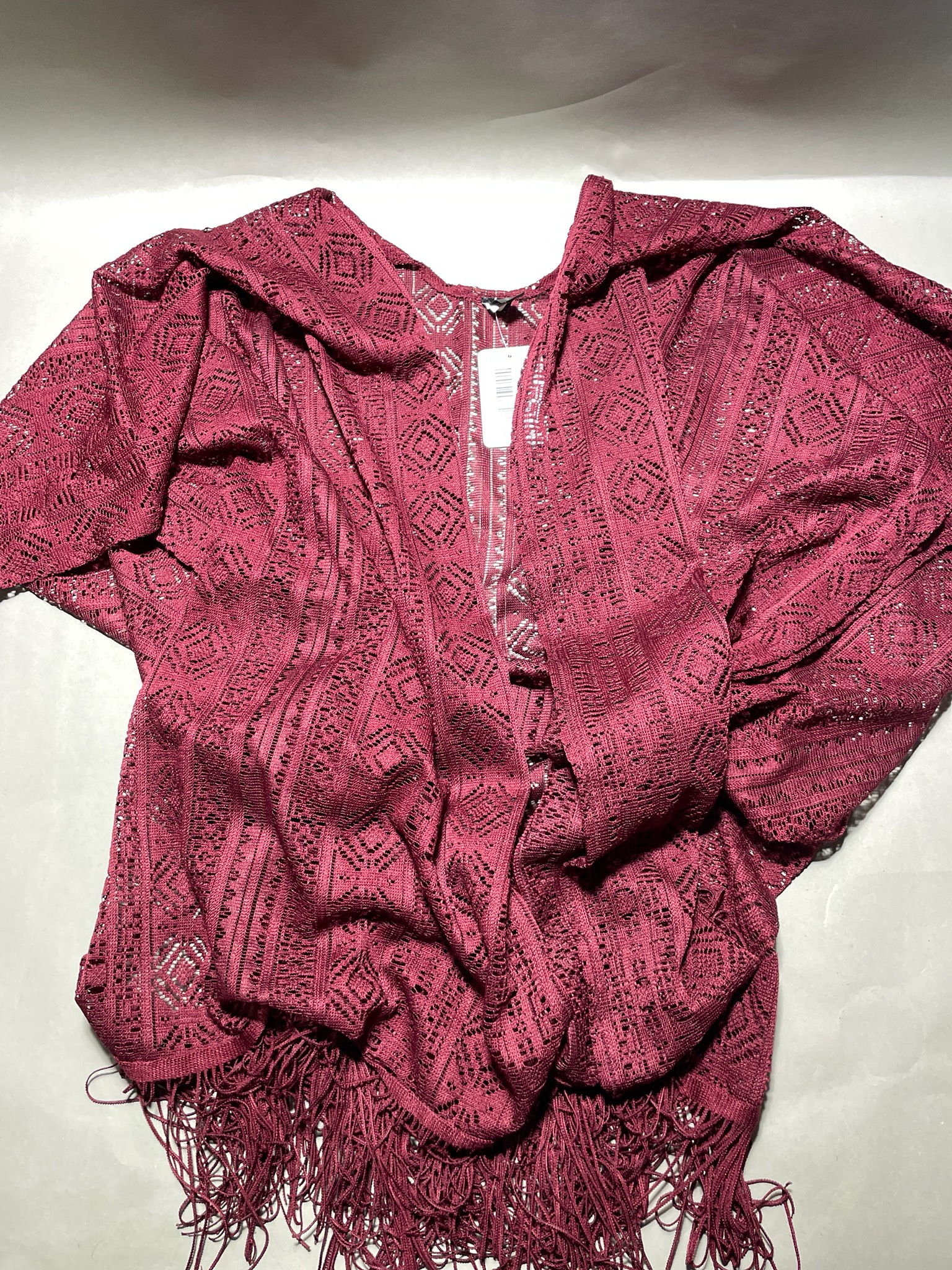Renee Bryant Burgundy Polyester Kimono Cardigan