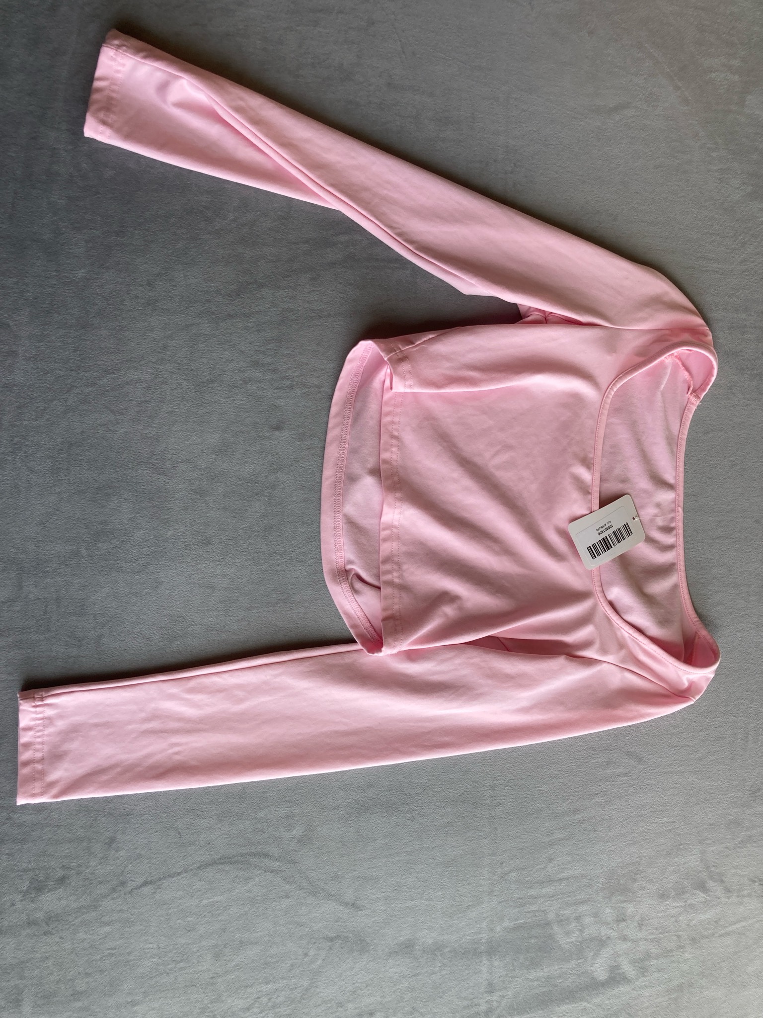 Light Pink Knit Cropped Long-Sleeve Top