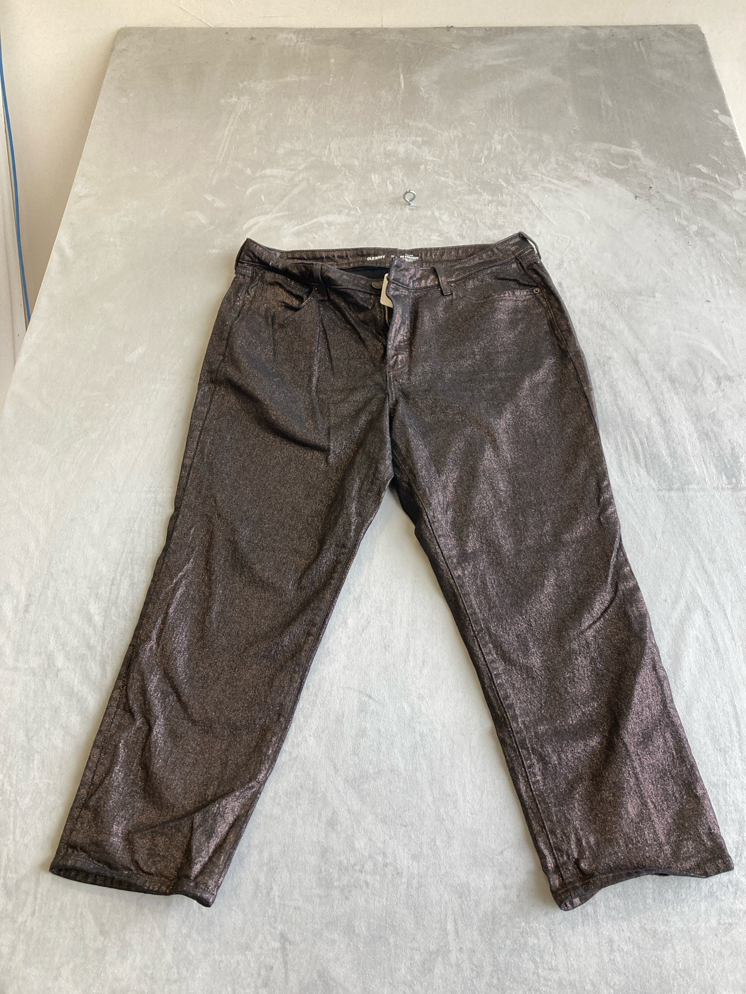 Old Navy Dark Brown Metallic Denim-Look Pants Size 18
