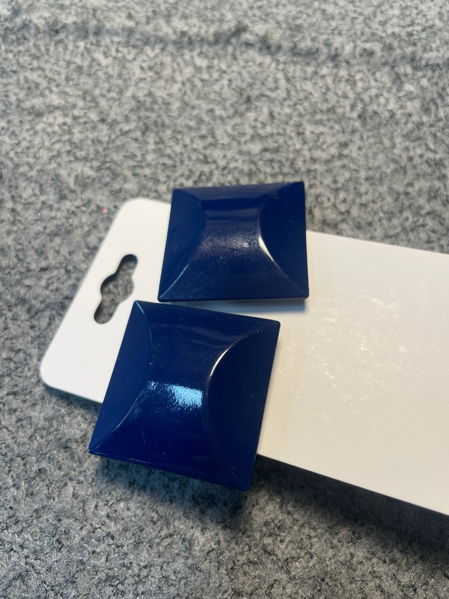 Navy Blue Square Stud Earrings