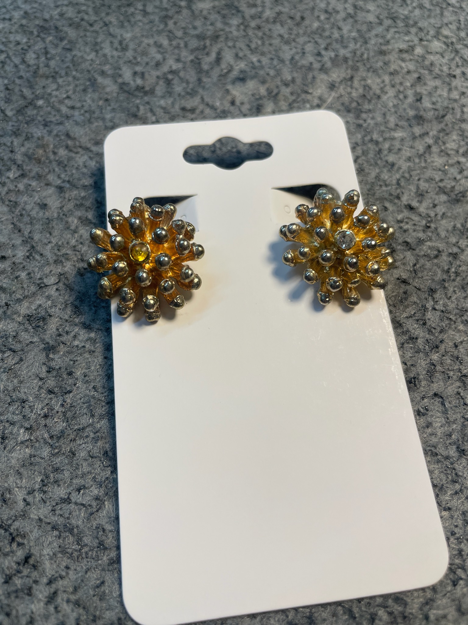 Gold Tone Starburst Clip-On Earrings