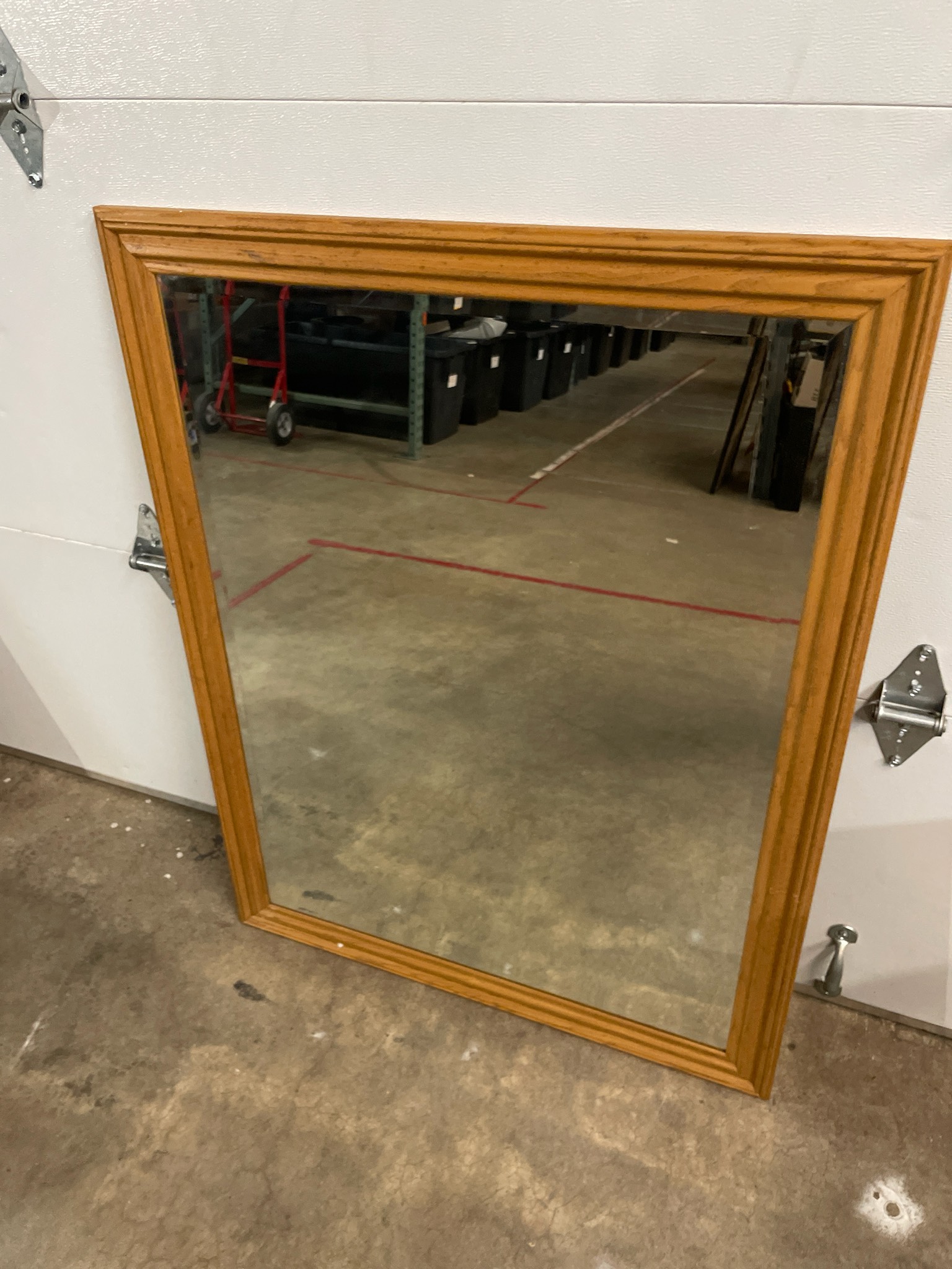 Garden Ridge Oak-Tone Beveled Wall Mirror Size 30x40