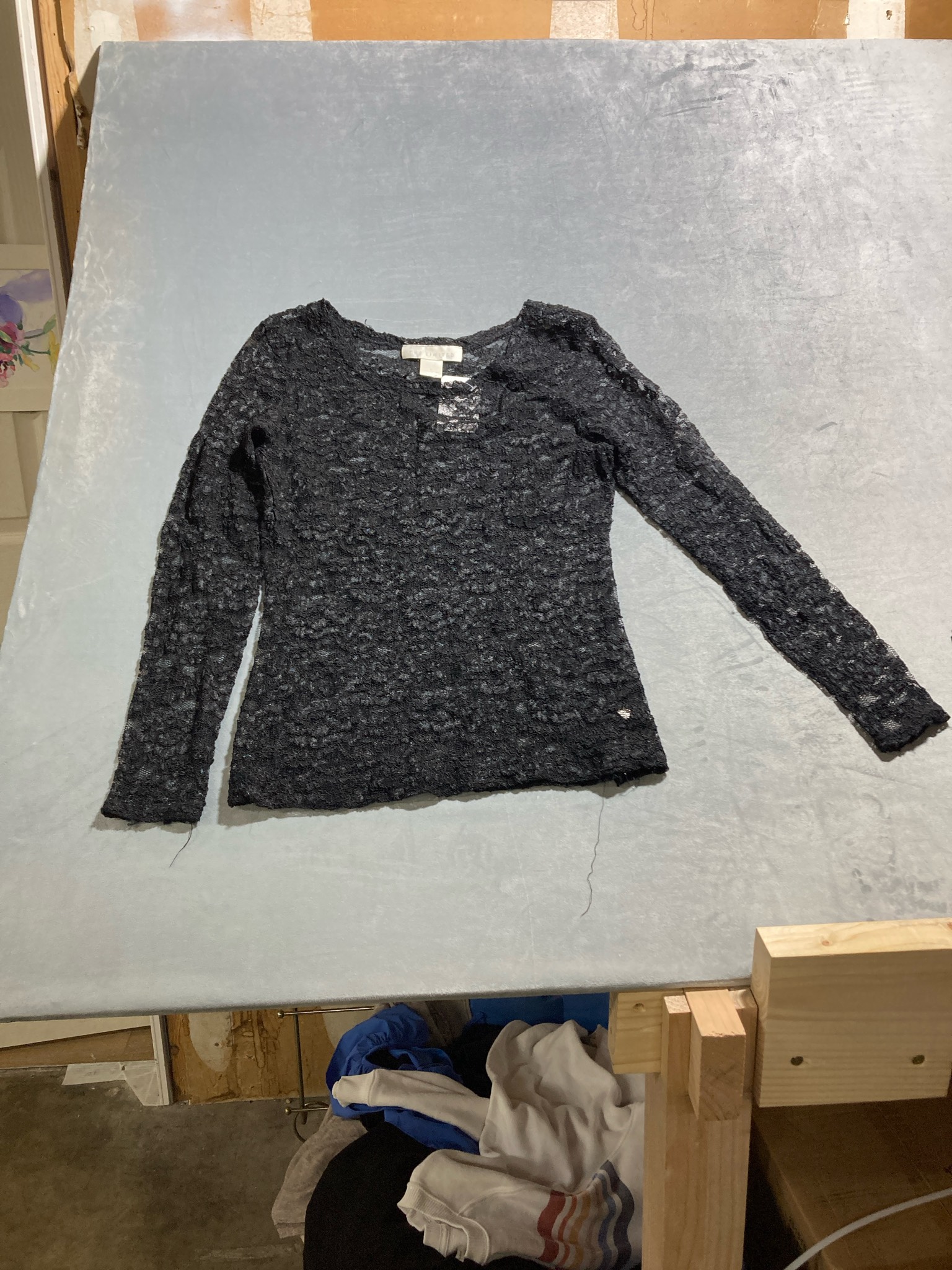The Limited Black Lace Long Sleeve Top Size L