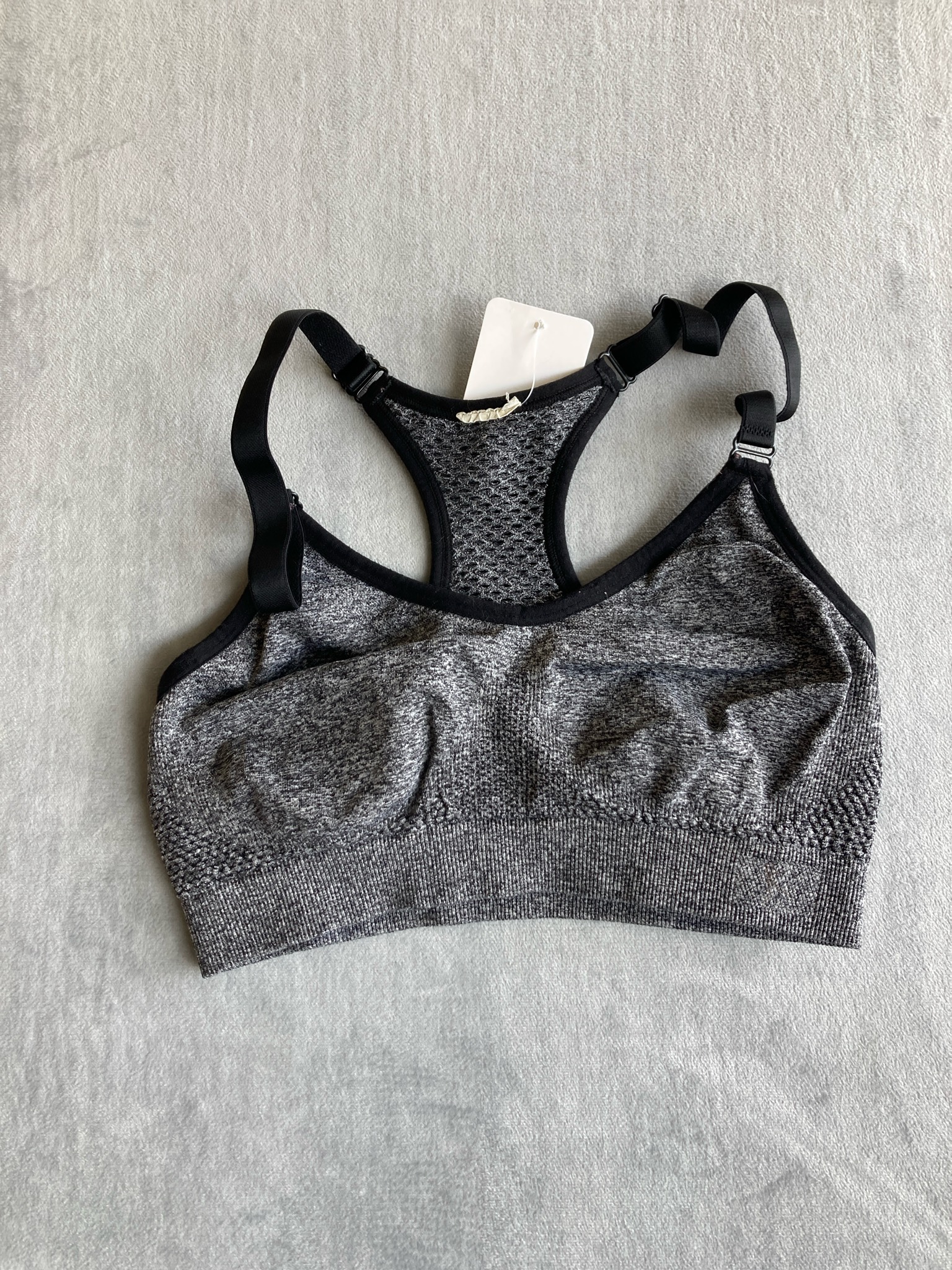 Heather Grey Stretch Knit Sports Bra