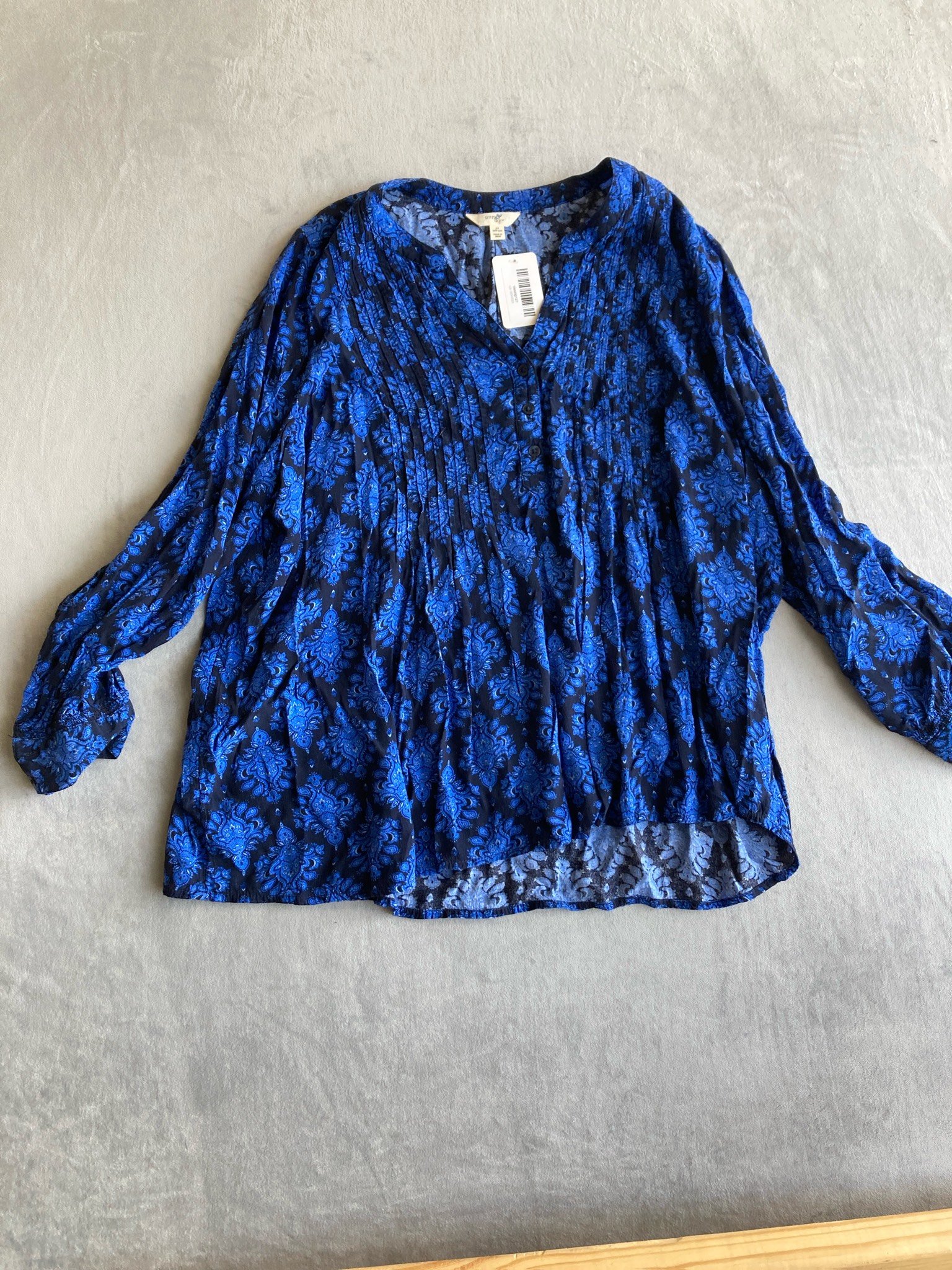 terra & sky Royal Blue Paisley Woven Tunic Size 2X (20W-22W)