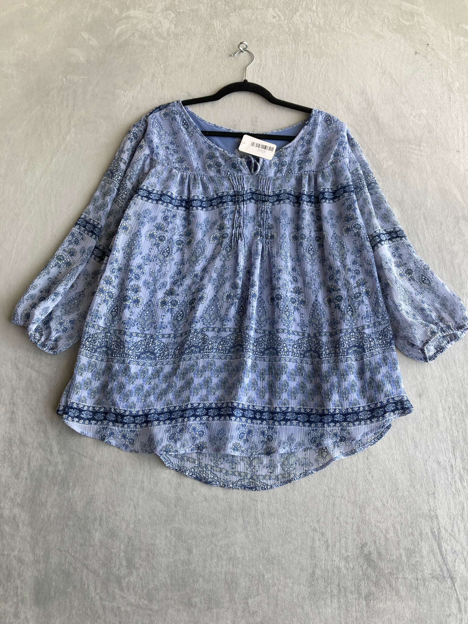 St John's Bay Light Blue Floral Polyester Blouse Size 3X