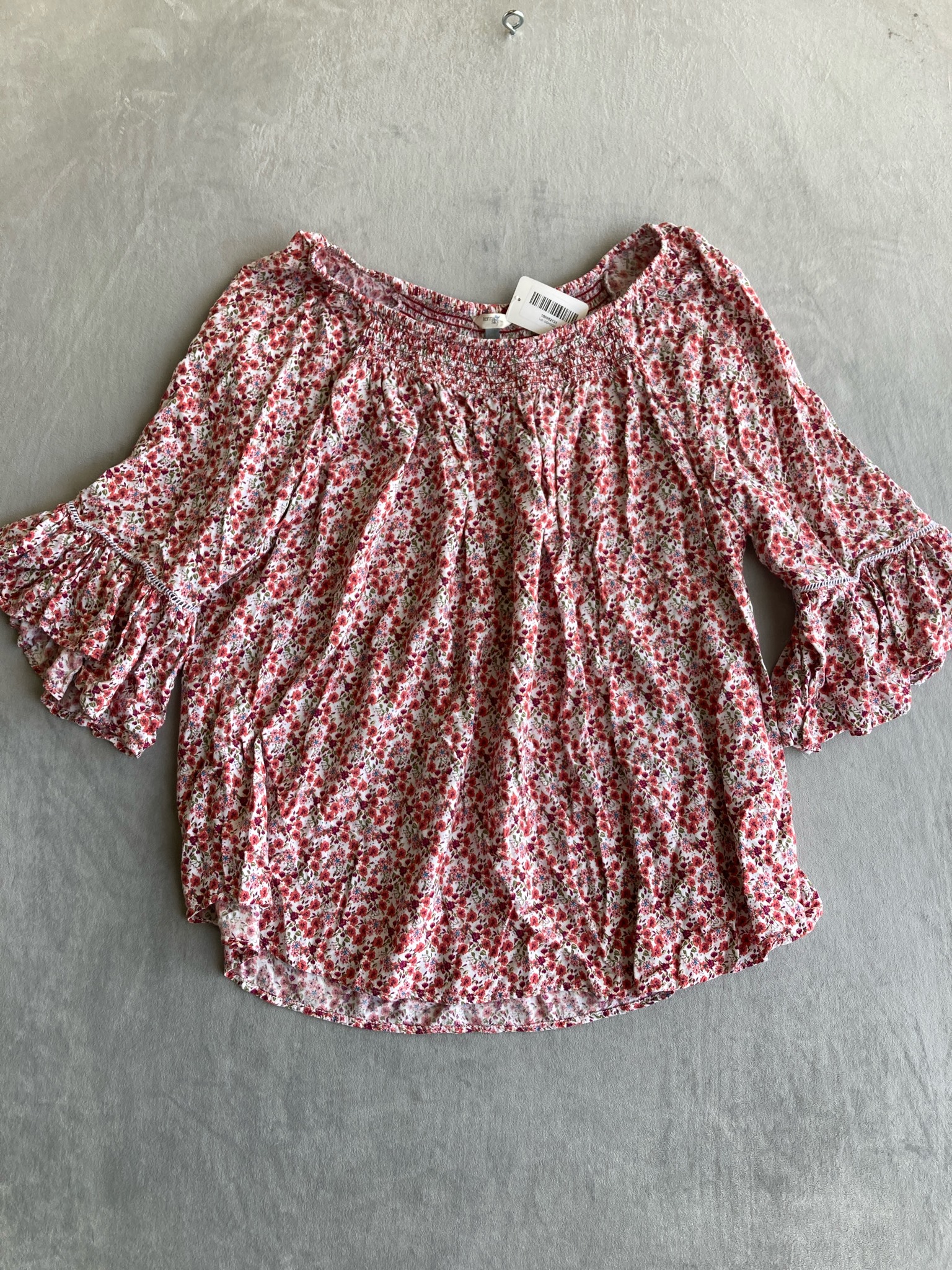terra & sky White Ditsy Floral Lightweight Woven Blouse Size 0X