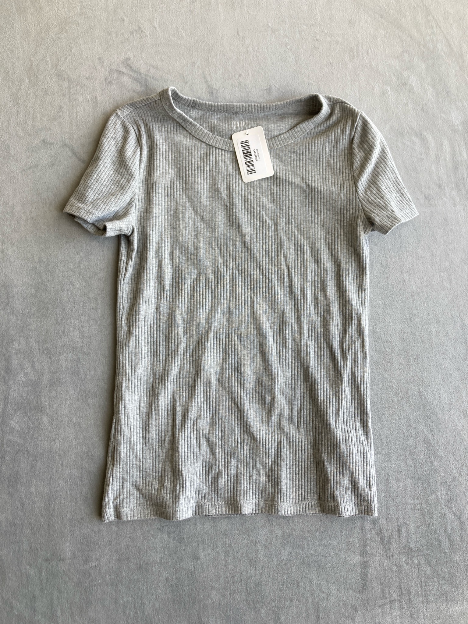 GAP Light Heather Gray Rib Knit T-Shirt Size XS