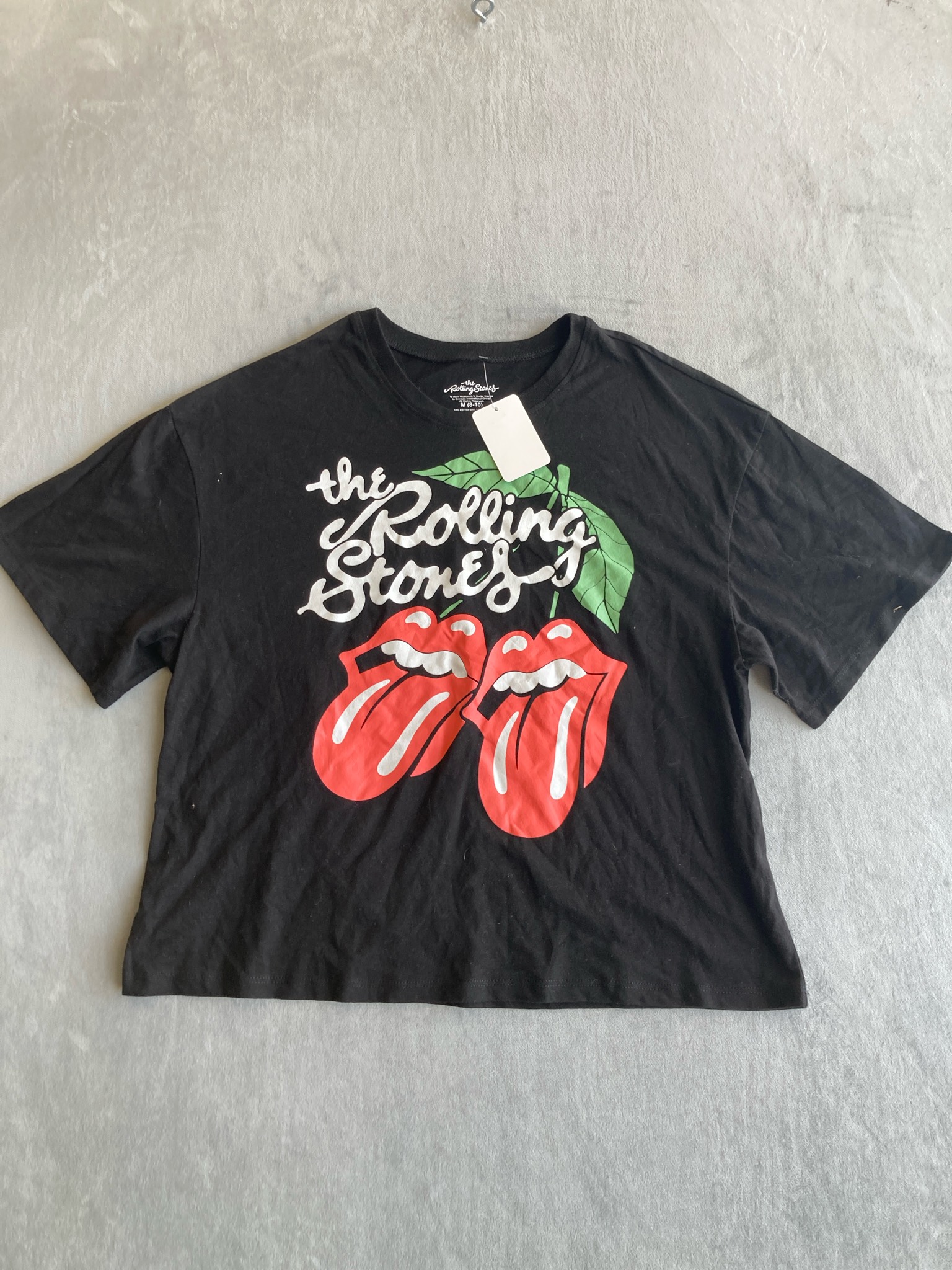 The Rolling Stones Black Cotton-Poly T-Shirt Size M (8-10)