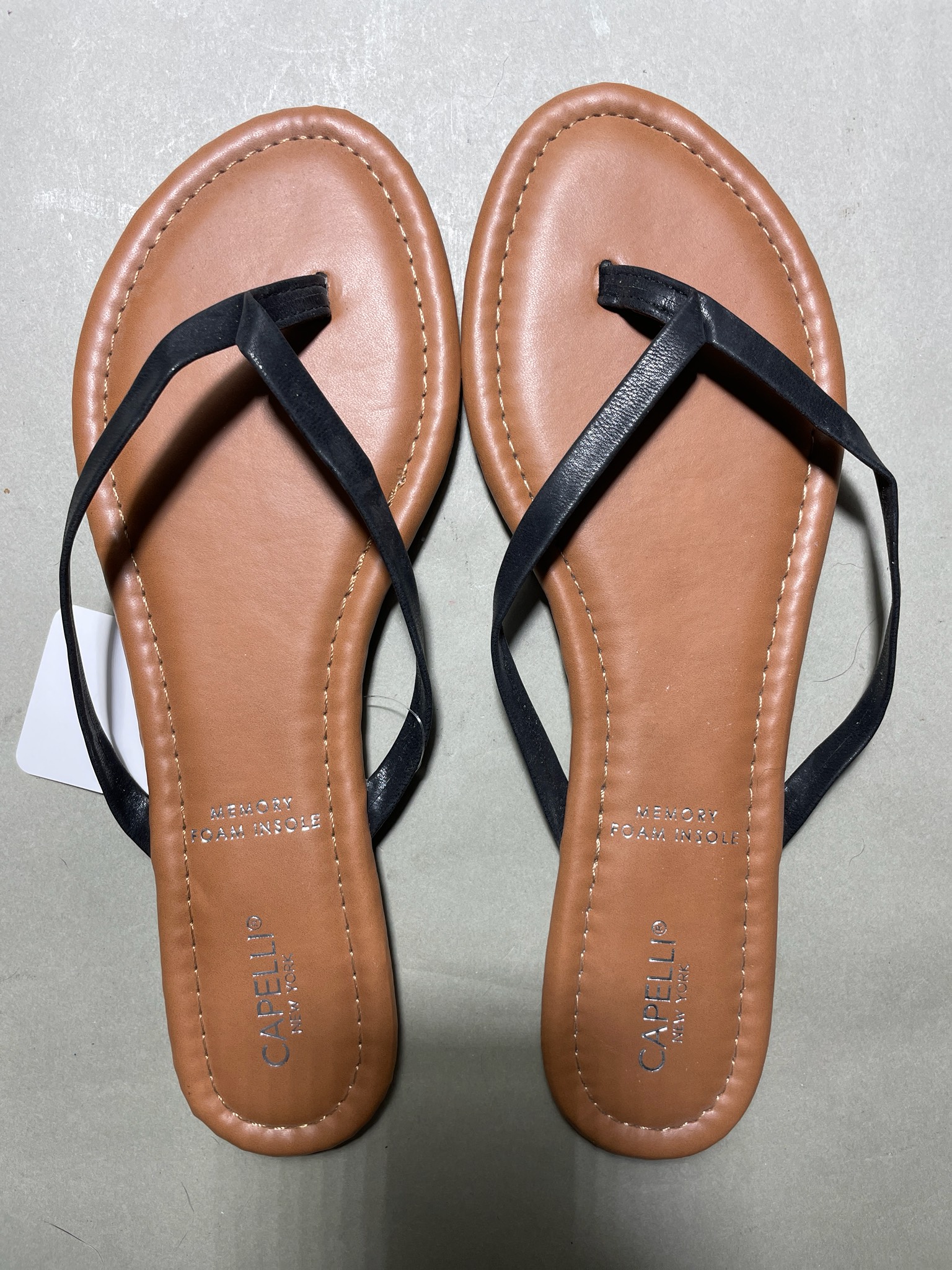 Capelli New York Tan Memory Foam Thong Sandals Size US 9