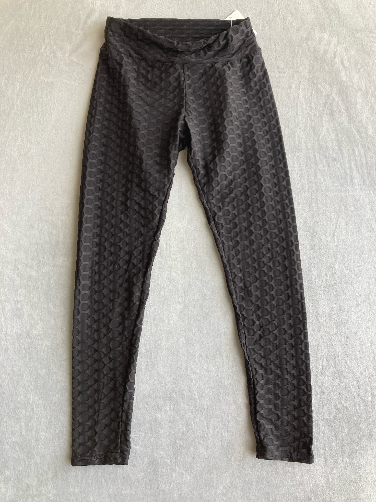 Charcoal Honeycomb Polyester-Blend Leggings Size L