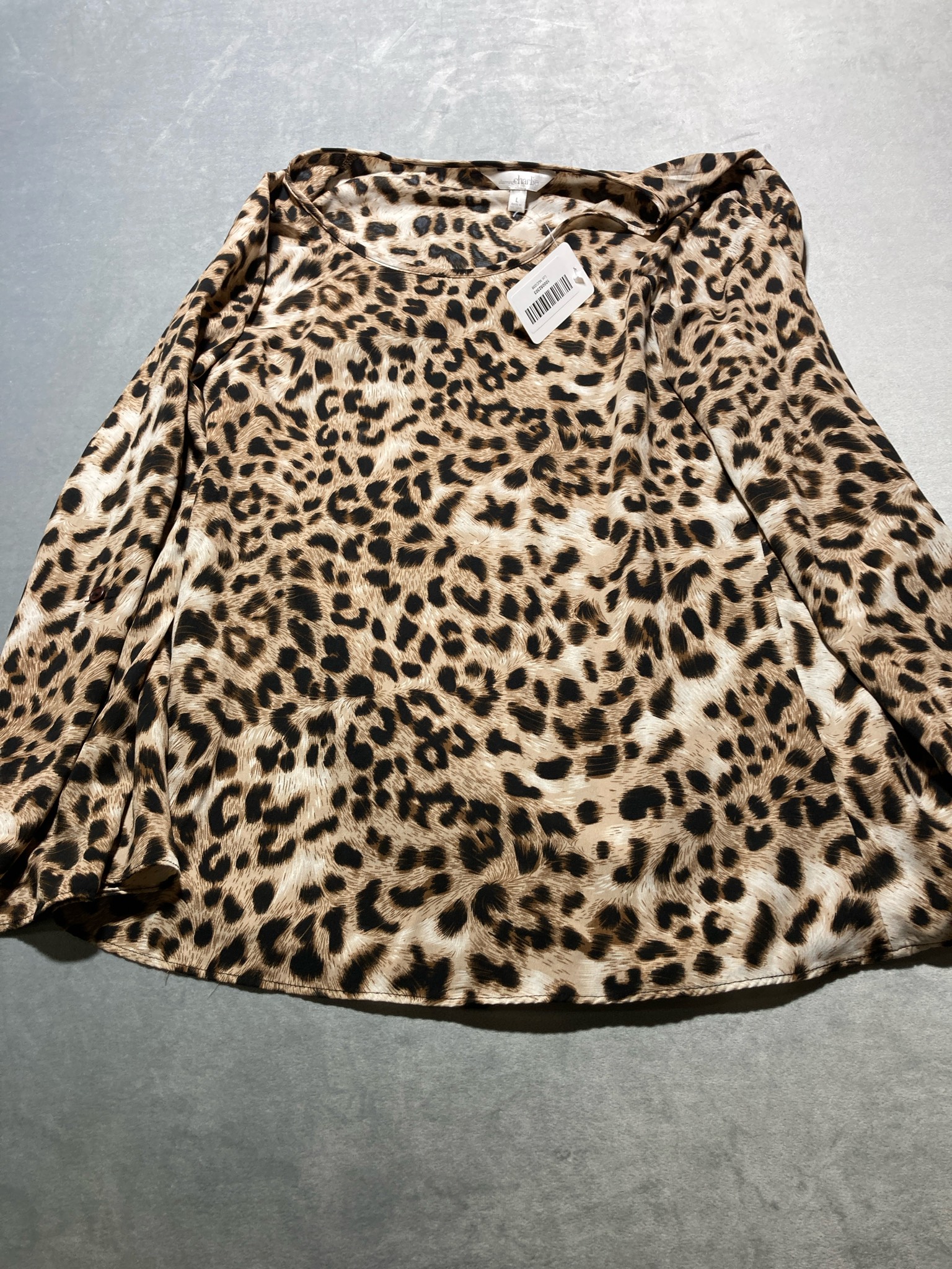 Tan Leopard Blouse Size L