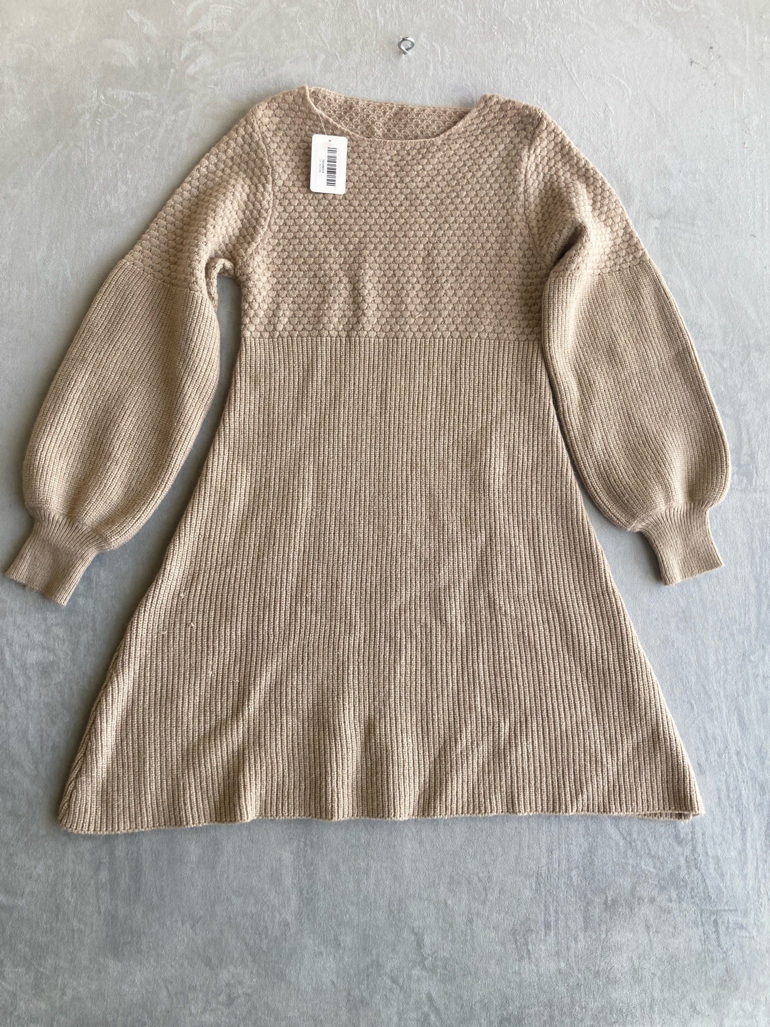 Beige Acrylic Blend Sweater Dress Size L