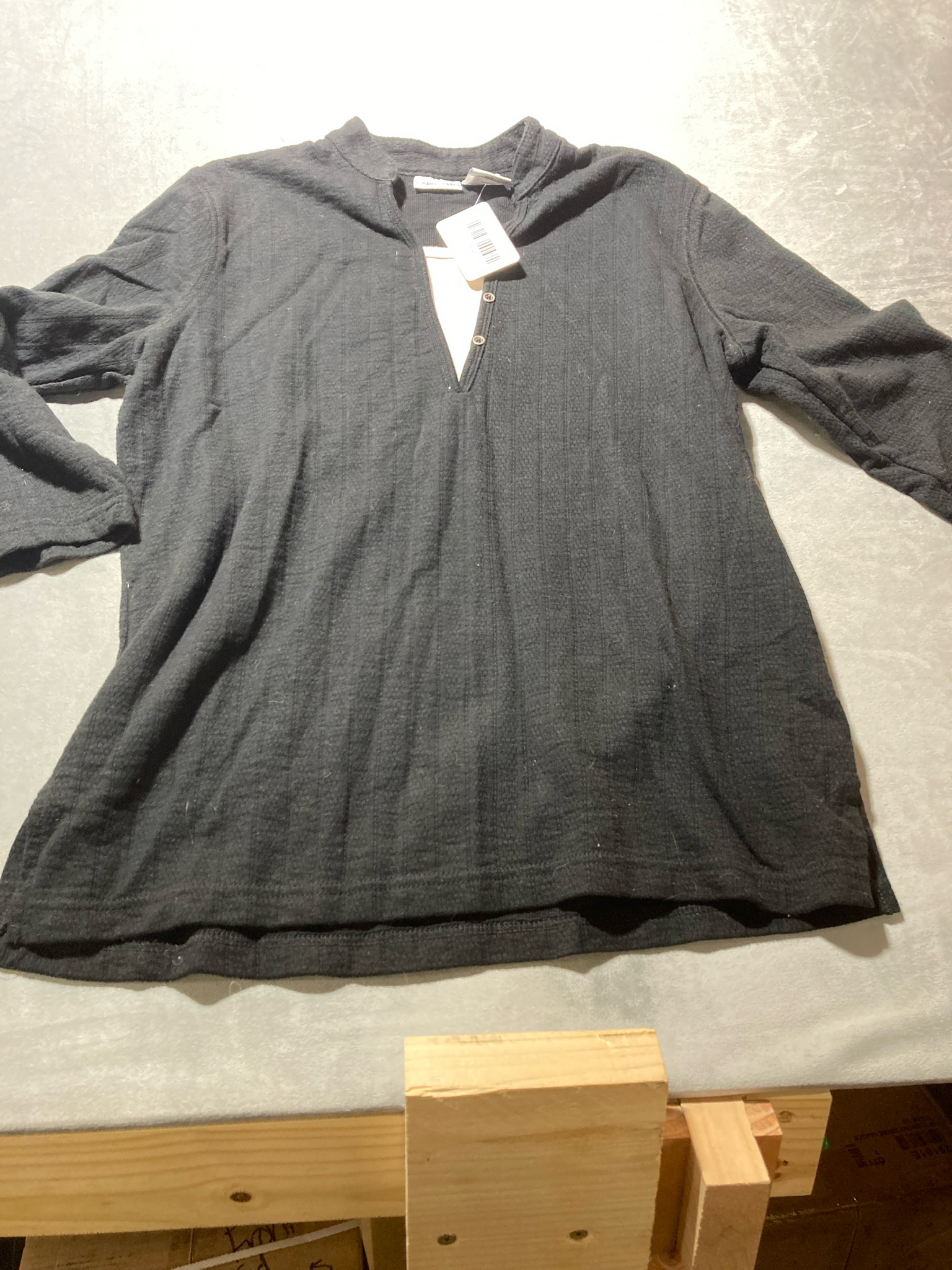 Cabin Creek Black Waffle Cotton-Polyester Thermal Top Size Large