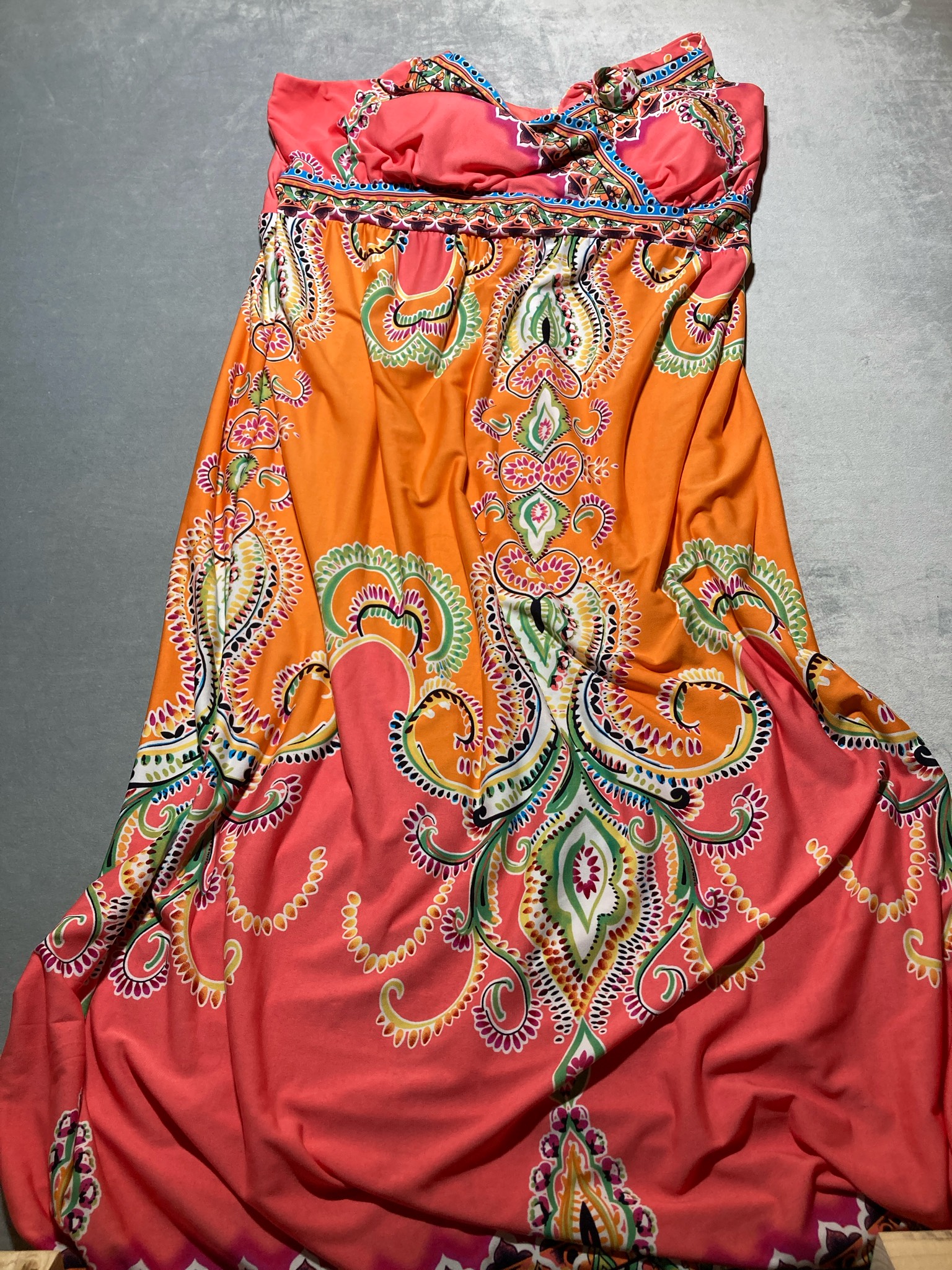 Orange Paisley Maxi Dress