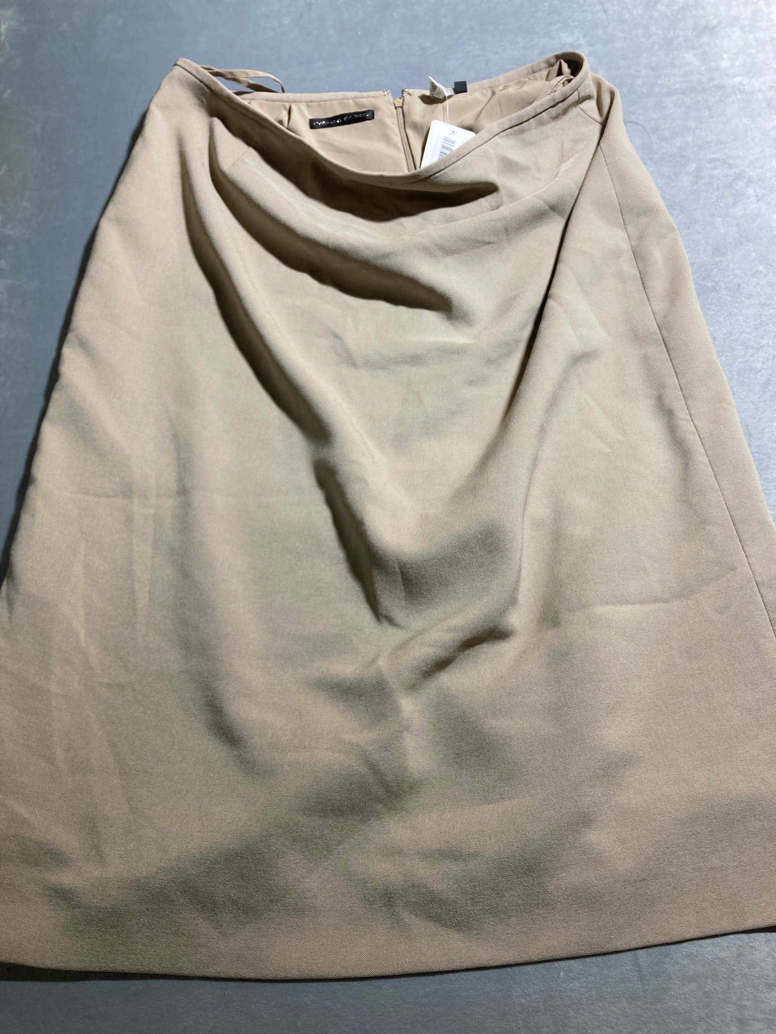 Beige Woven Pencil Skirt