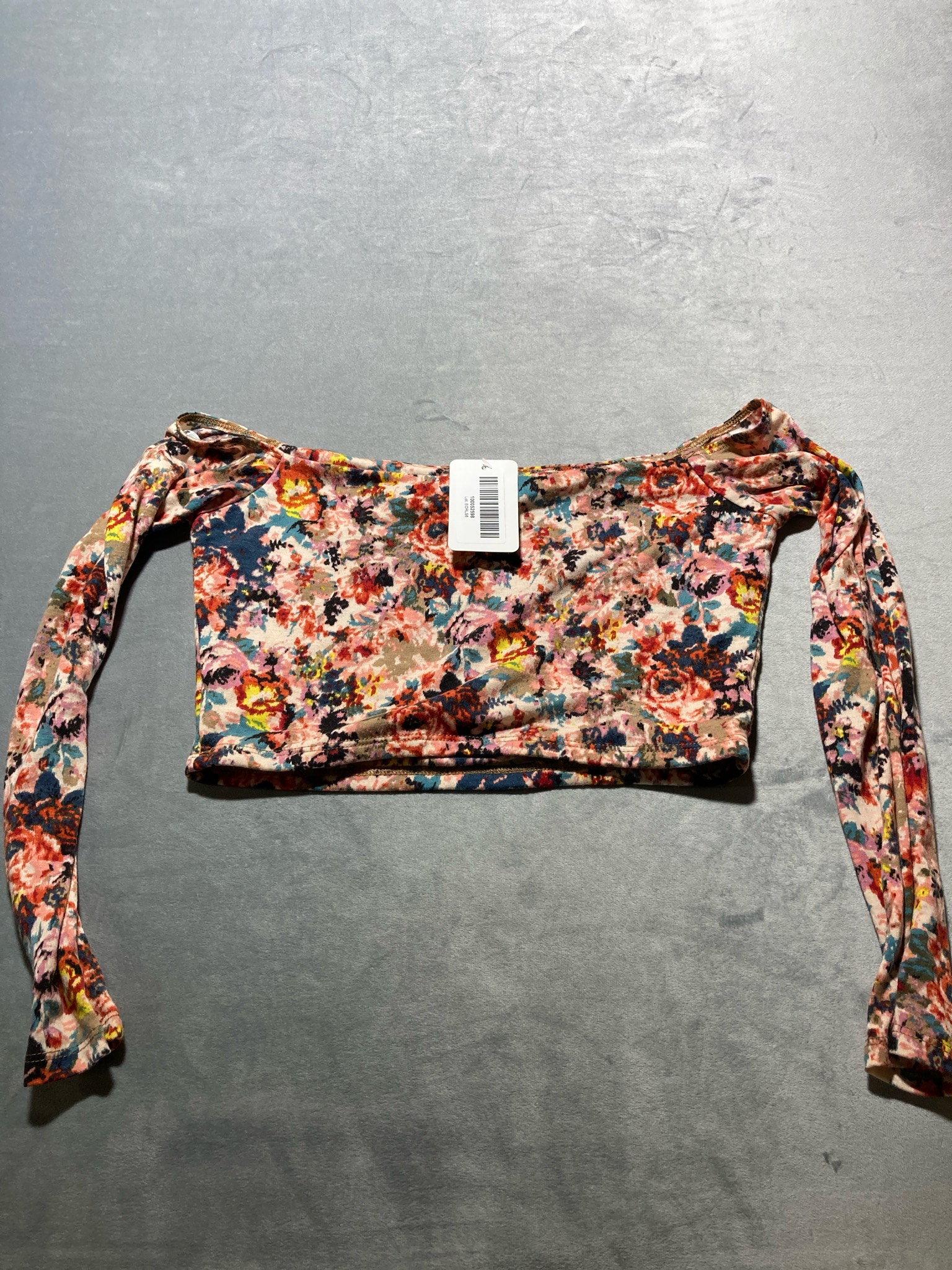 Multicolor Floral Stretch Knit Crop Top