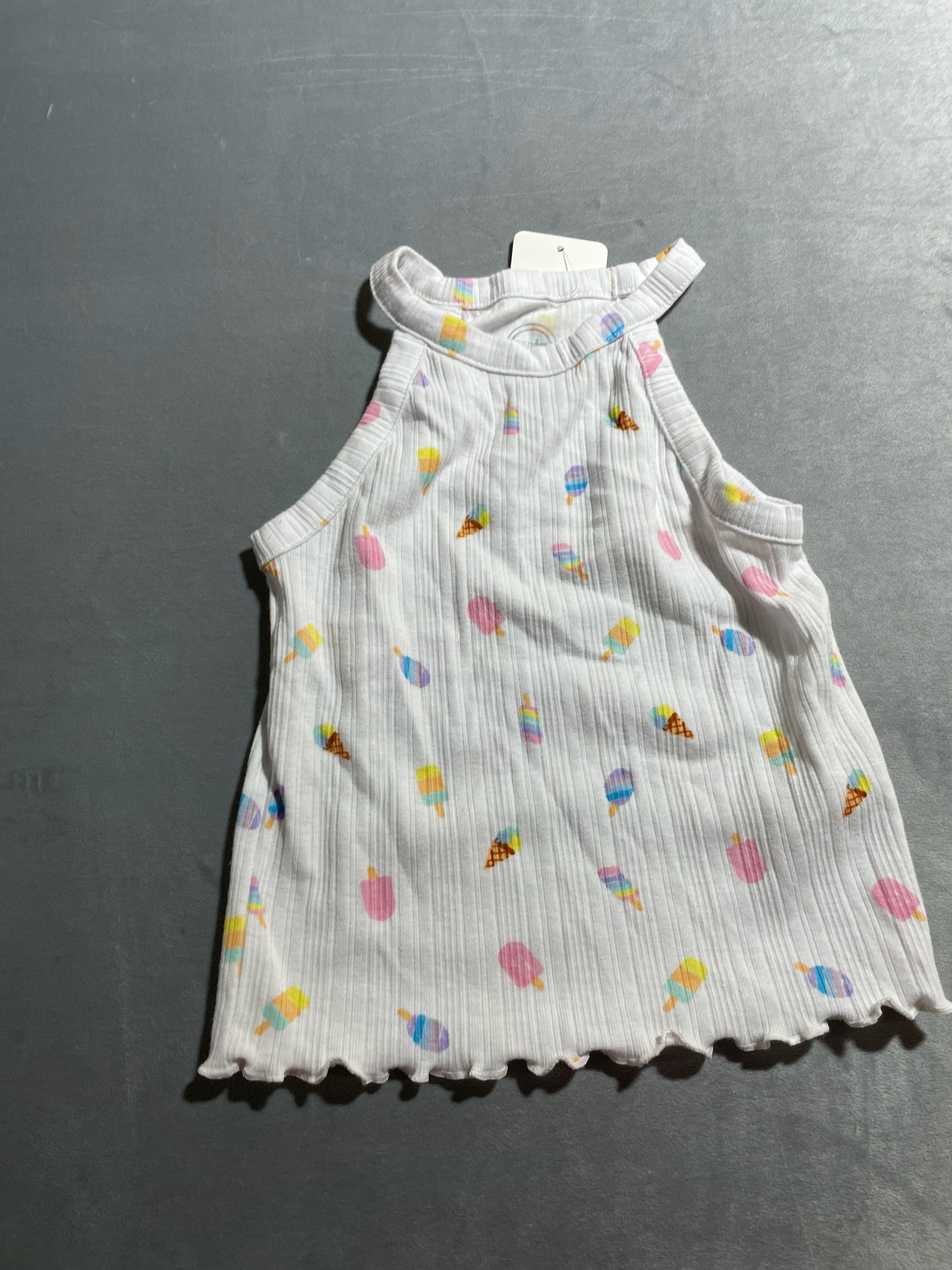Wonder Nation White Pastel Ice Cream Print Cotton Blend Tank Top Size XS (4-5)