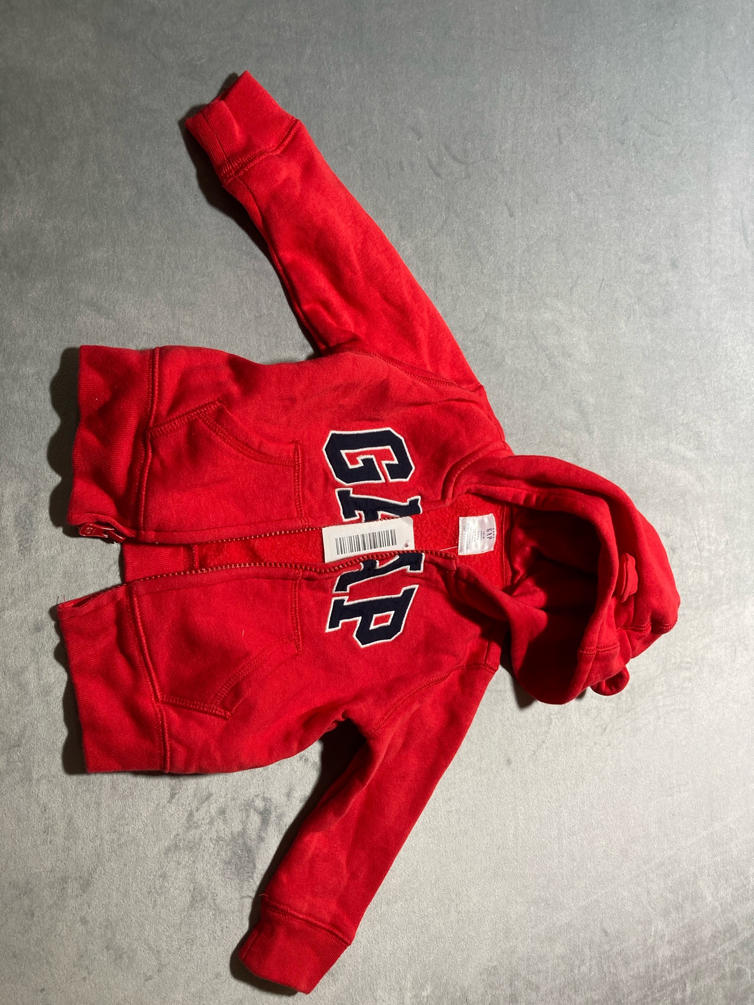 GAP Red Cotton-Blend Zip-Up Hoodie Size 12-18 months