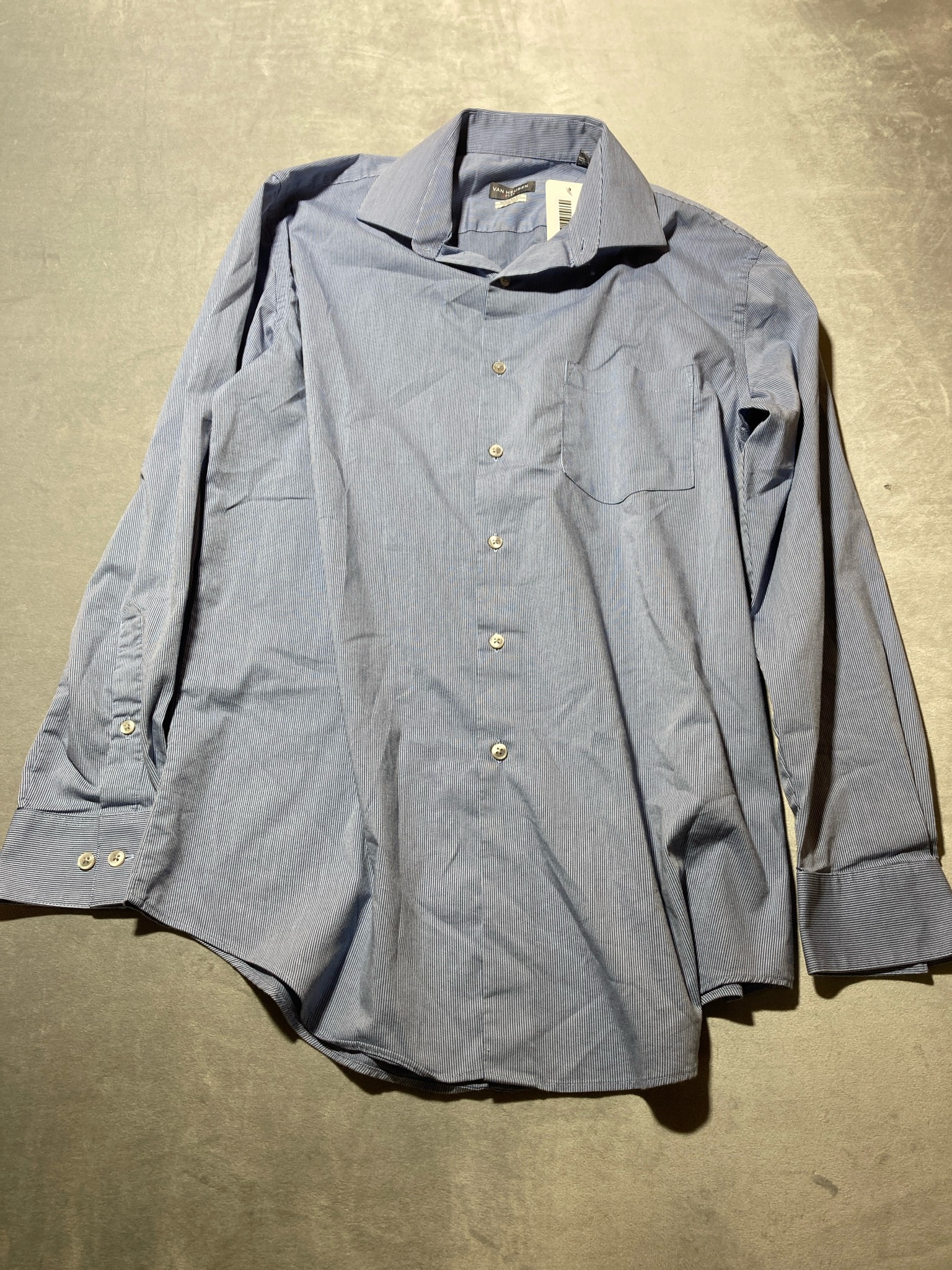 Van Heusen Light Blue Micro-Stripe Woven Stretch Dress Shirt