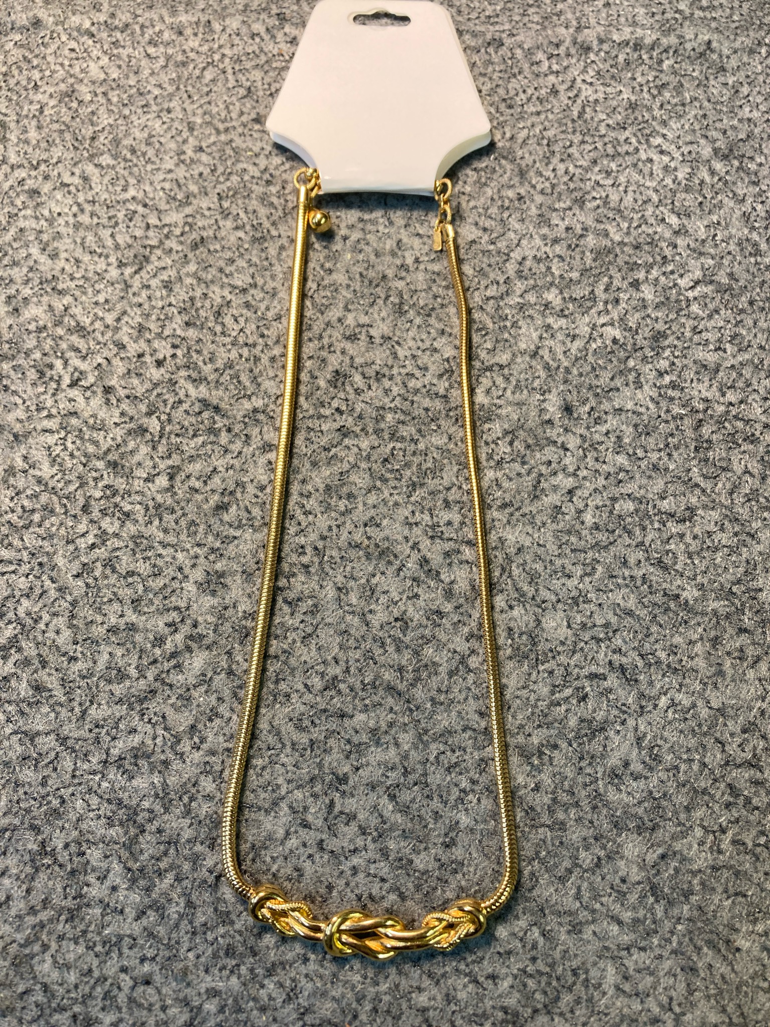 Gold Tone Braided Knot Necklace