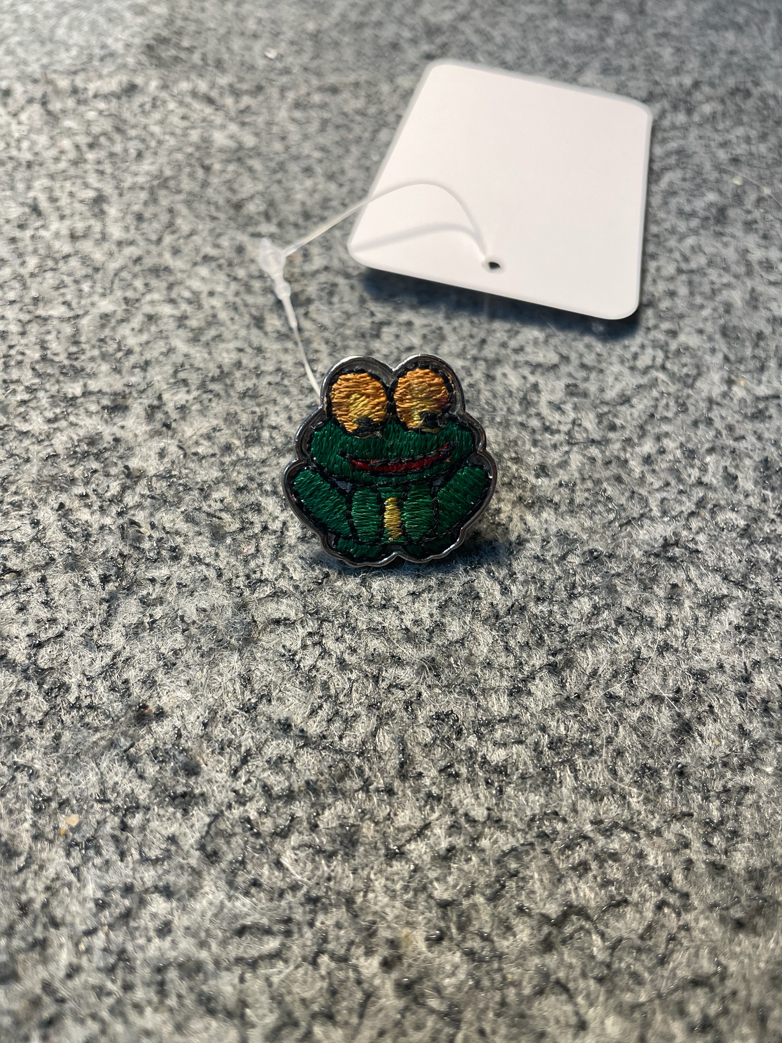 Green Embroidered Frog Ring Size Adjustable