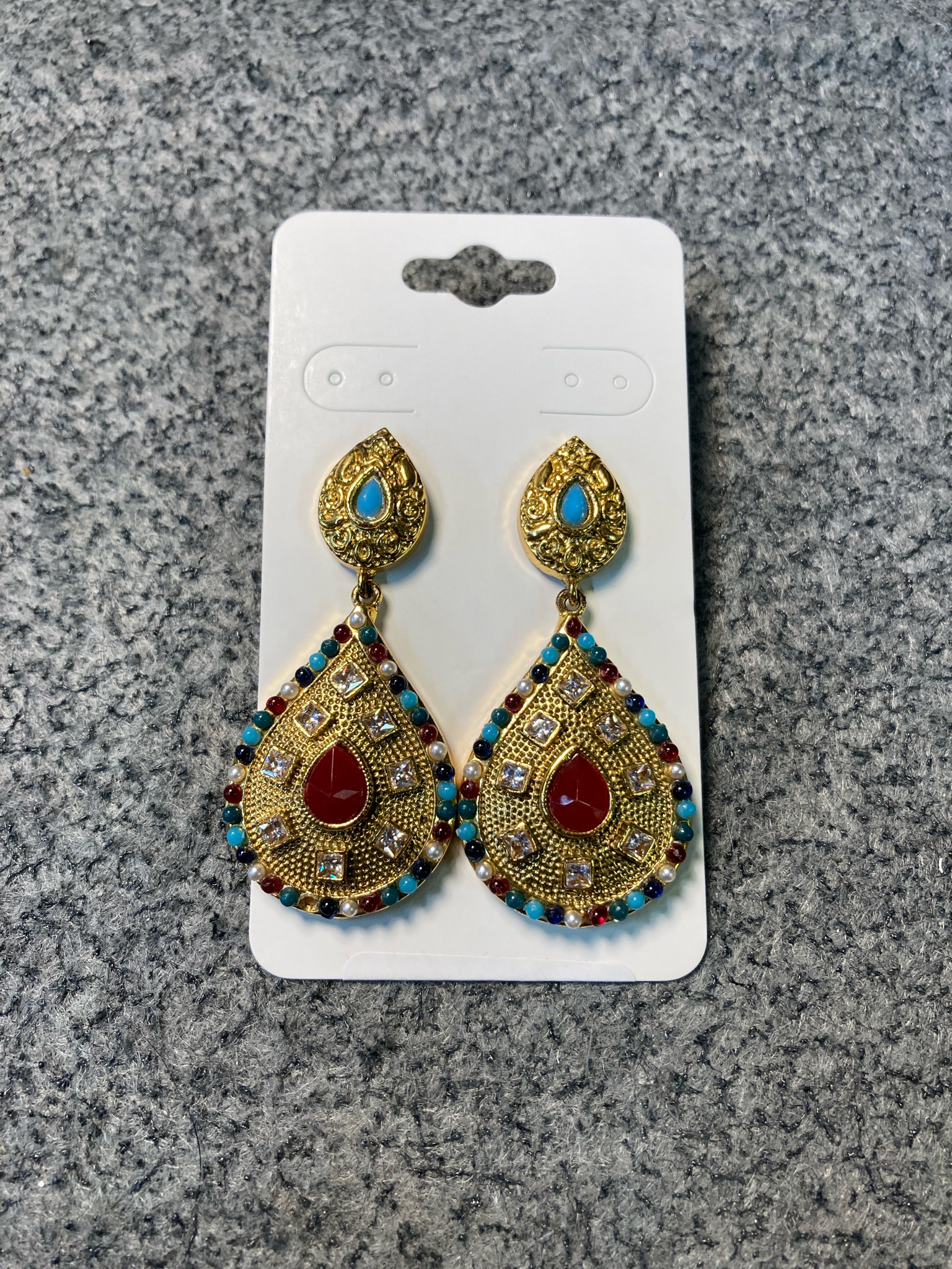 Gold Tone Teardrop Dangle Earrings
