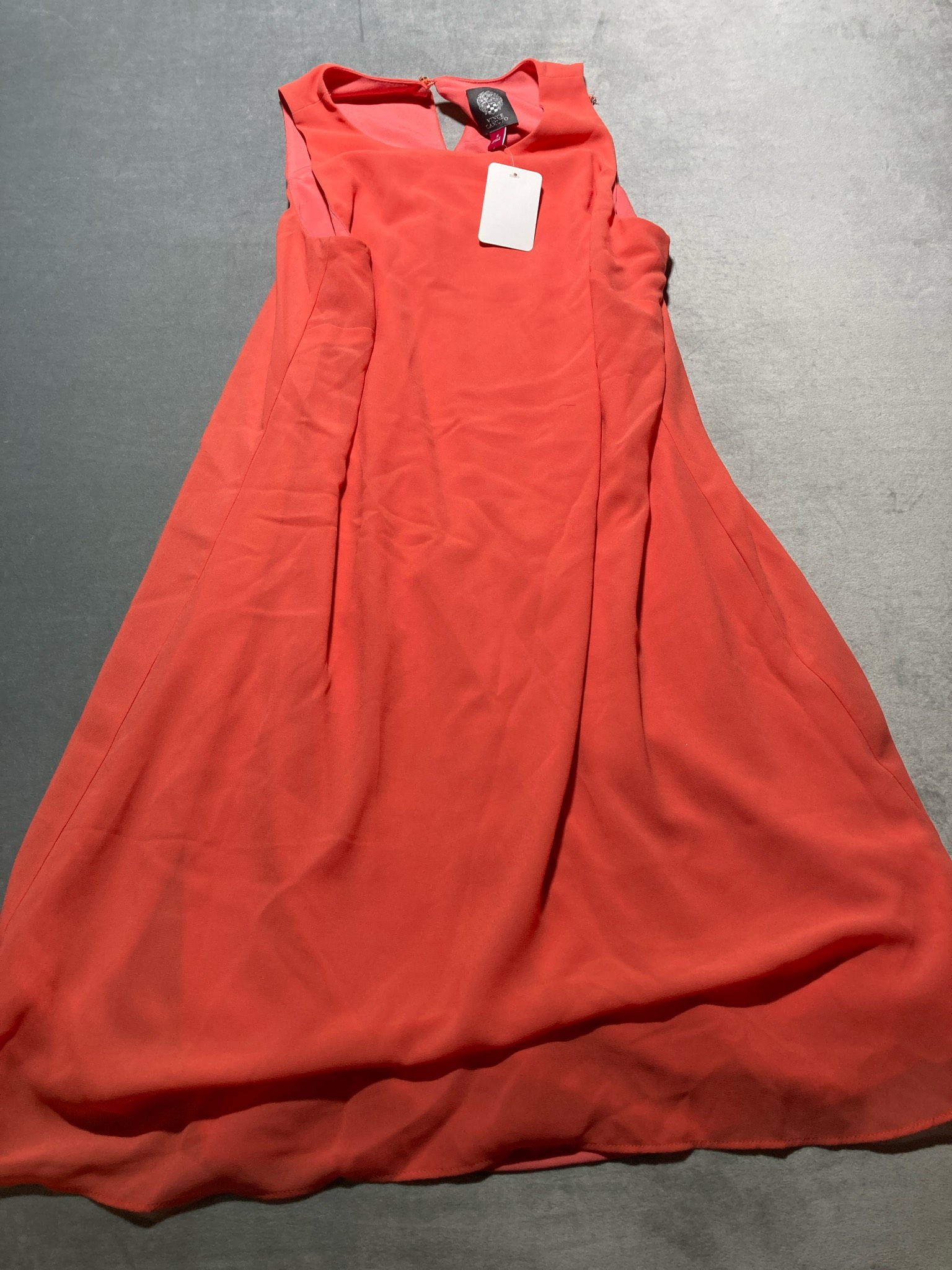 Coral Chiffon-Like Sleeveless Dress
