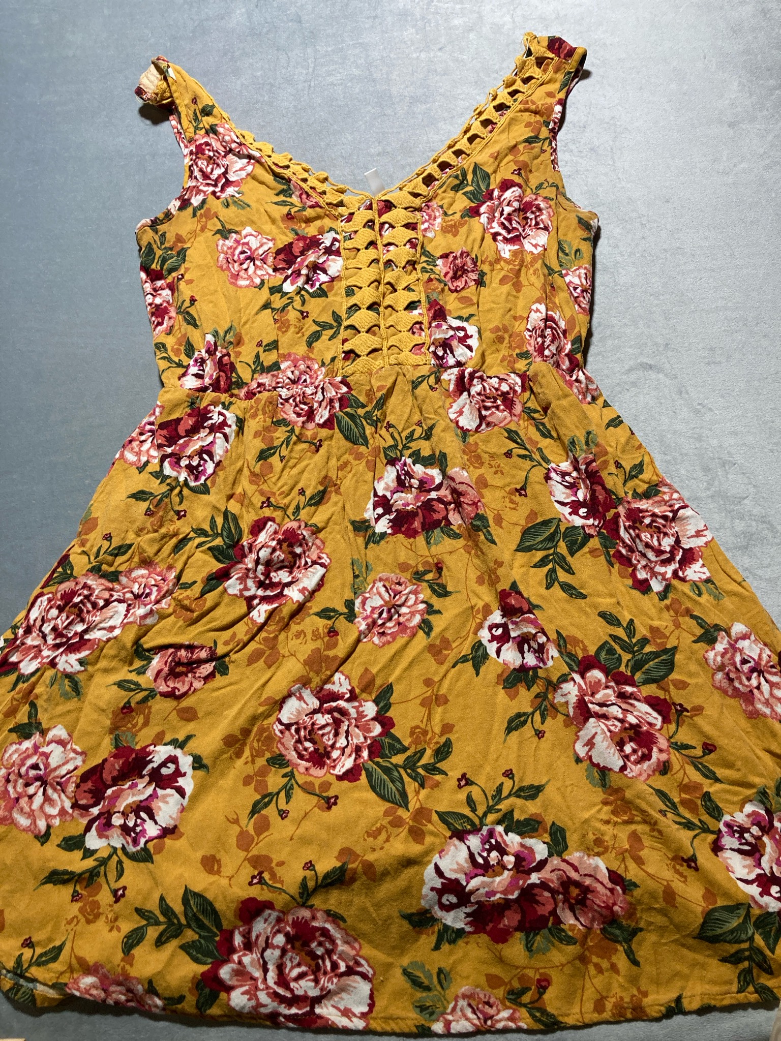 Mustard Rose Floral Lightweight Sundress