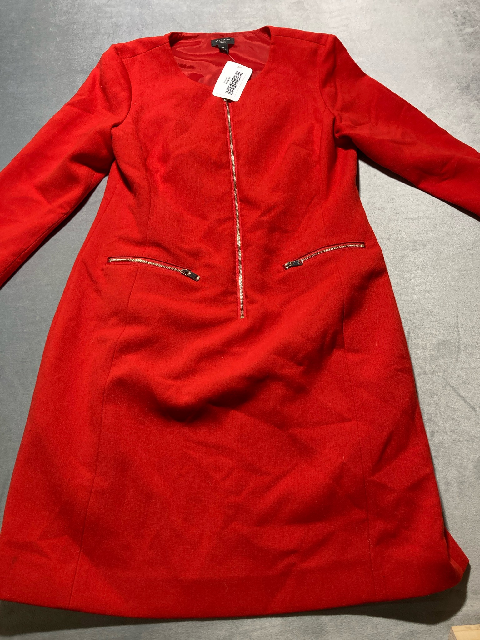 Ann Taylor Red Long Sleeve Sheath Dress Size 6P