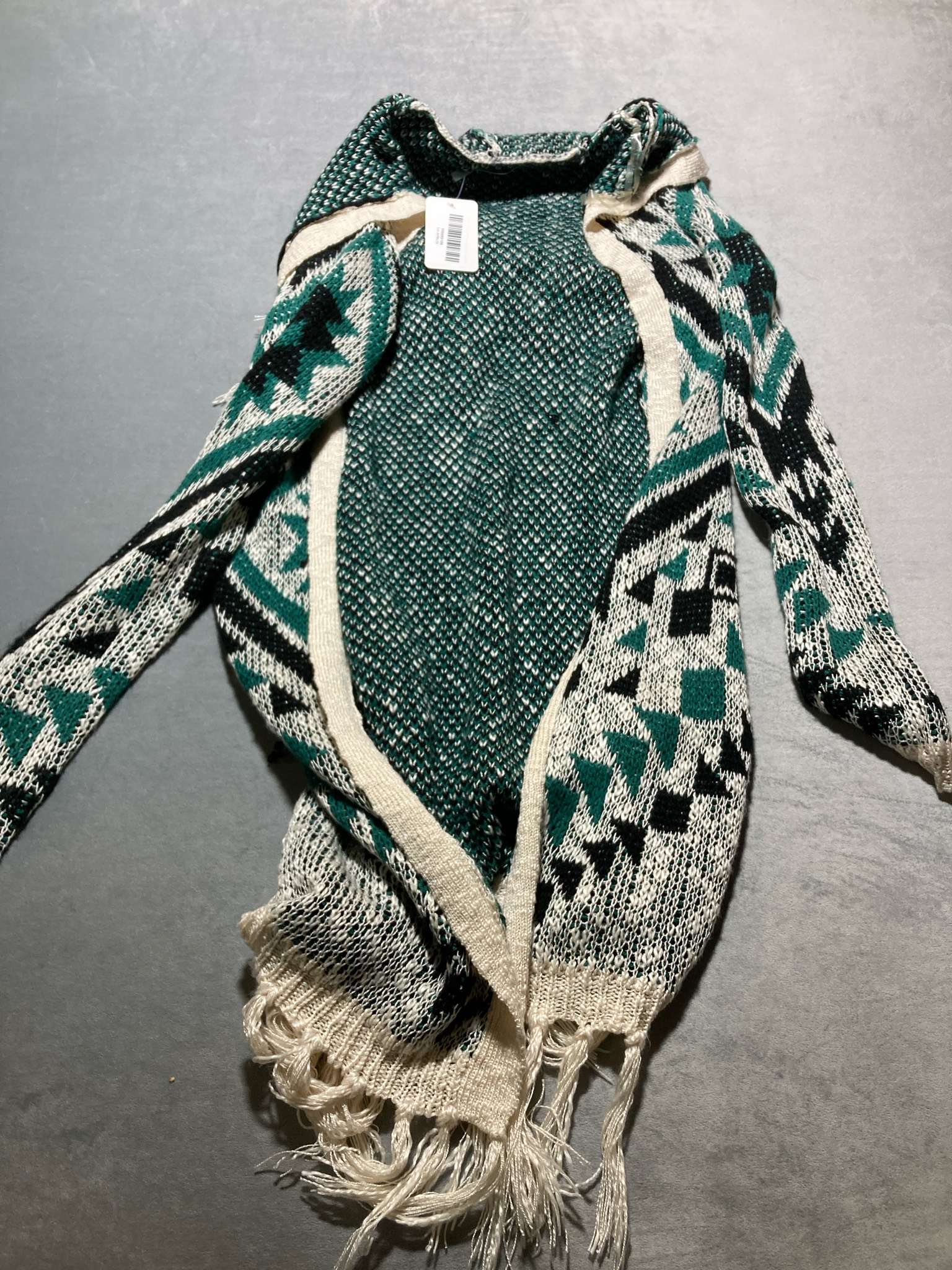 Teal Green Aztec Knit Cardigan