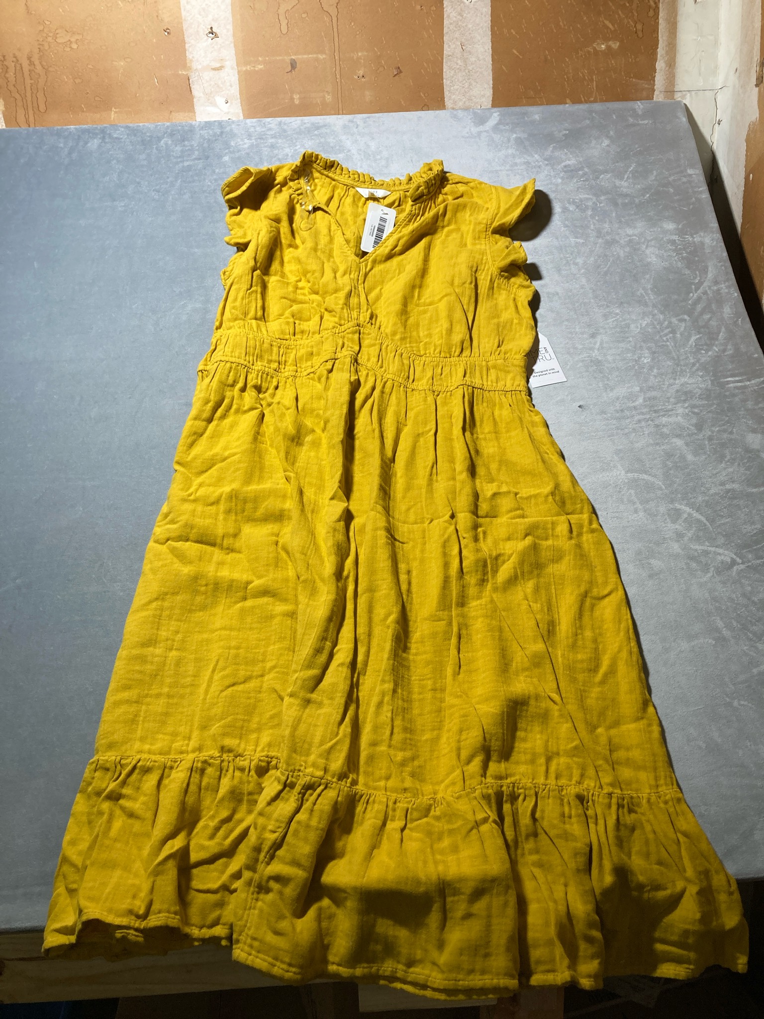 Time and Tru Mustard Yellow Gauze Dress Size XXL (20)