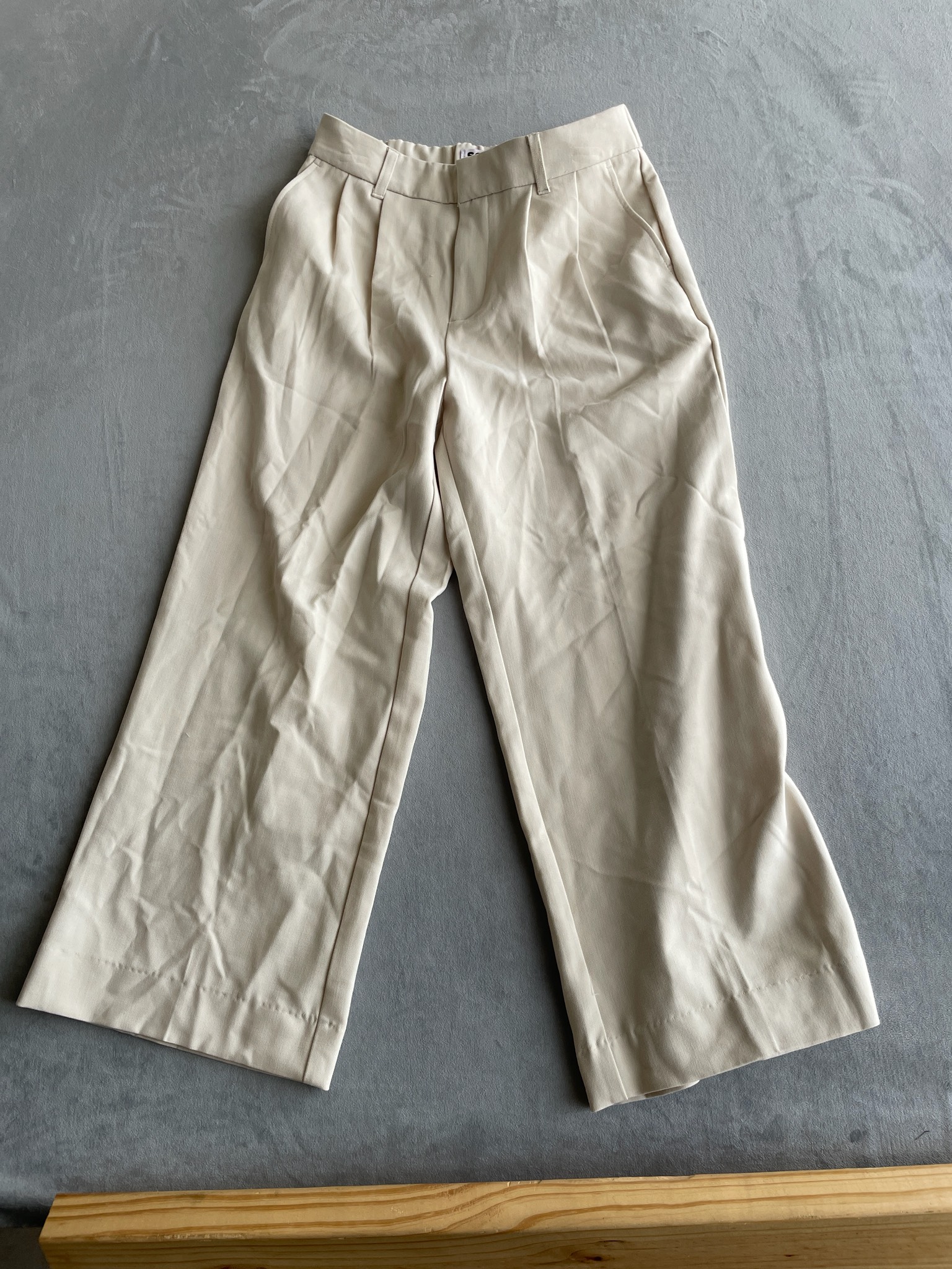 SO Cream Woven Wide Leg Trousers Size M