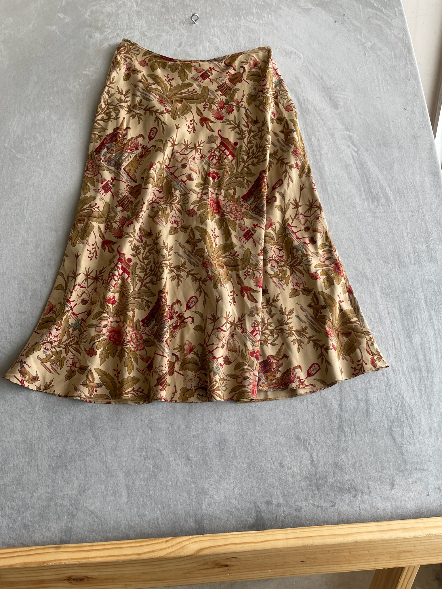 Banana Republic Beige Chinoiserie Woven A-Line Skirt