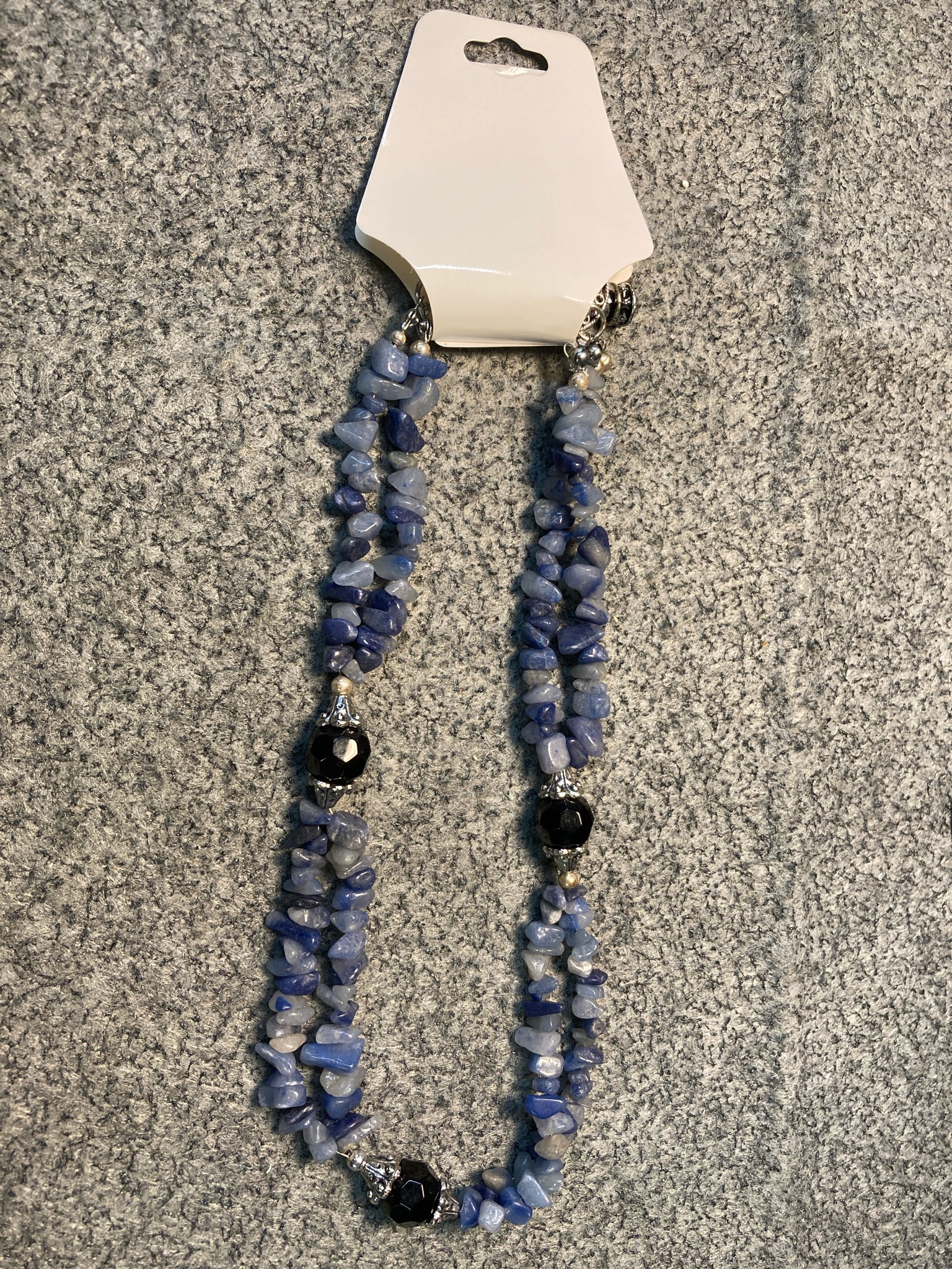 Blue Double-Strand Beaded Necklace