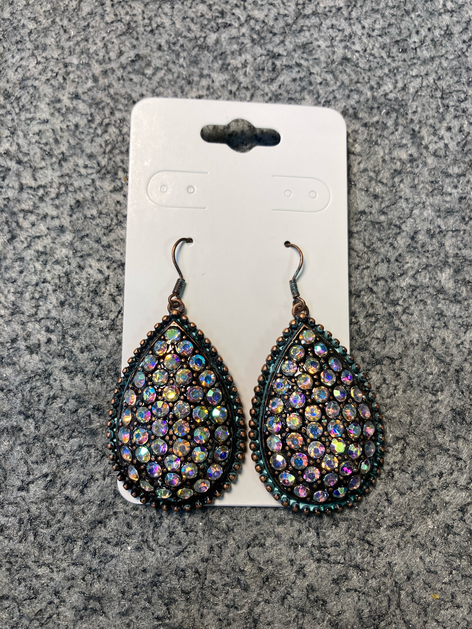 Copper Iridescent Teardrop Earrings