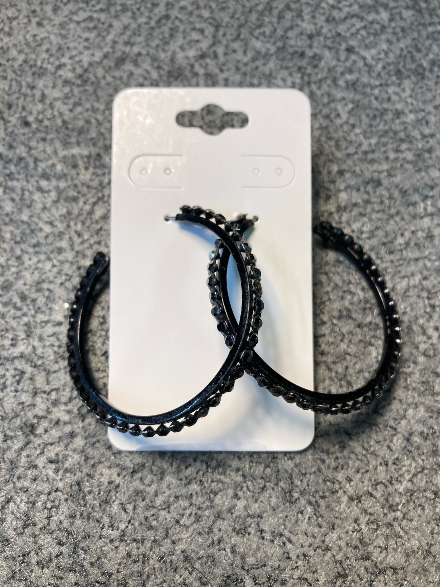 Black Faceted Hoop Earrings