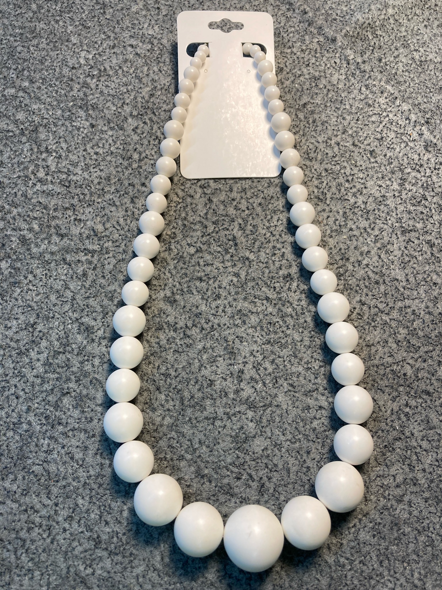 White Graduated Bead Necklace