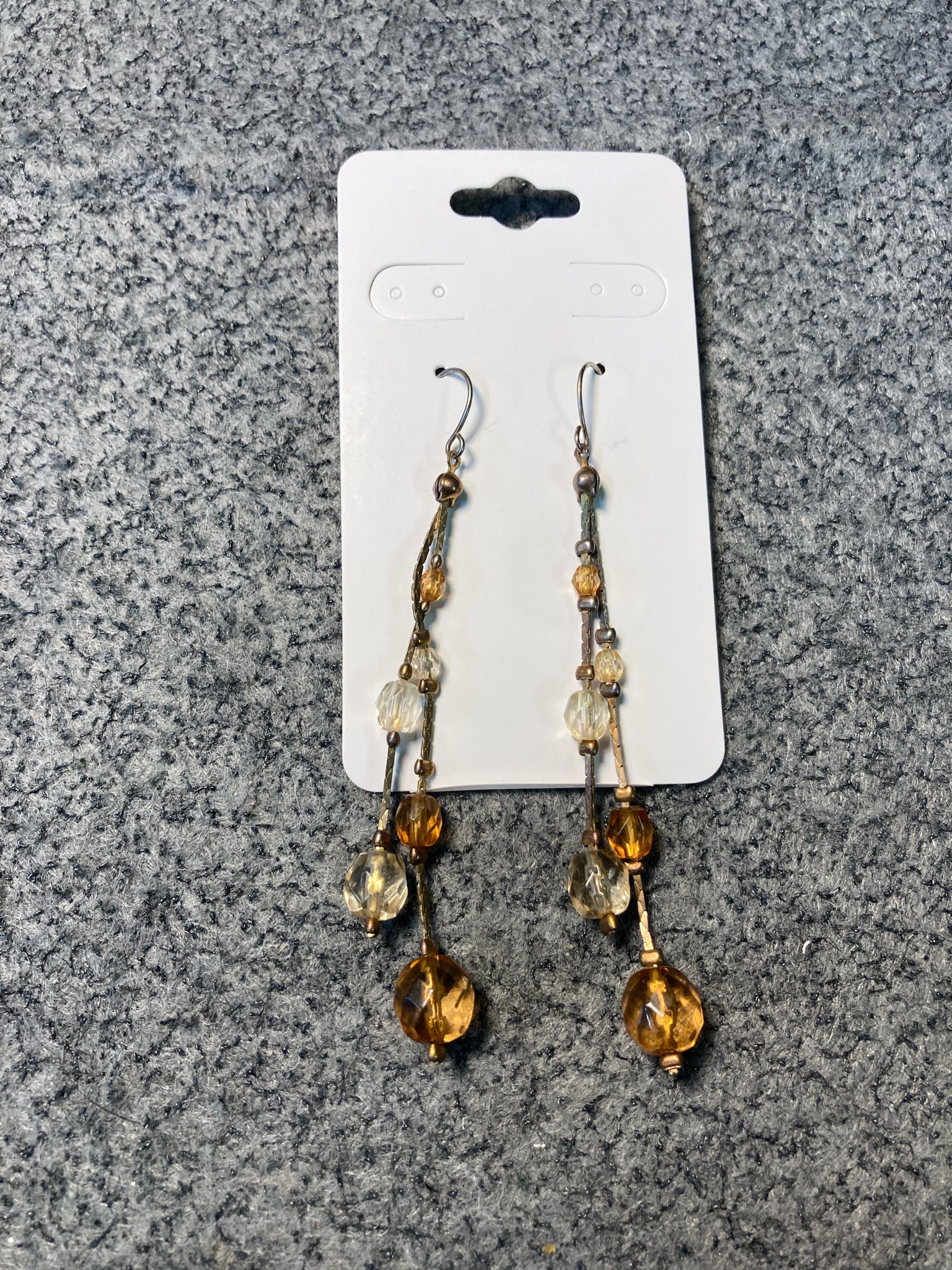 Amber Faceted Bead Drop Earrings