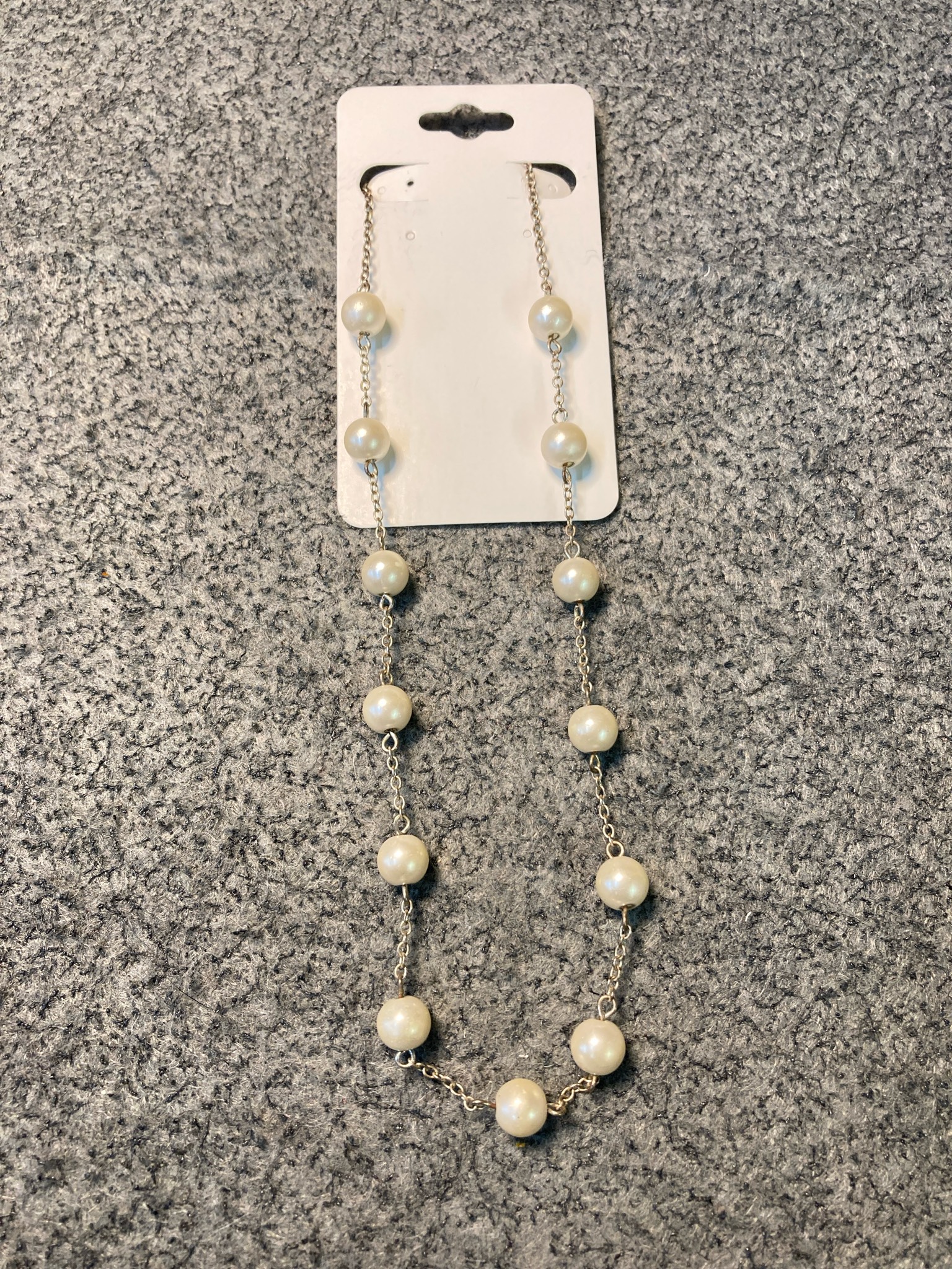 Ivory Pearlescent Station Necklace
