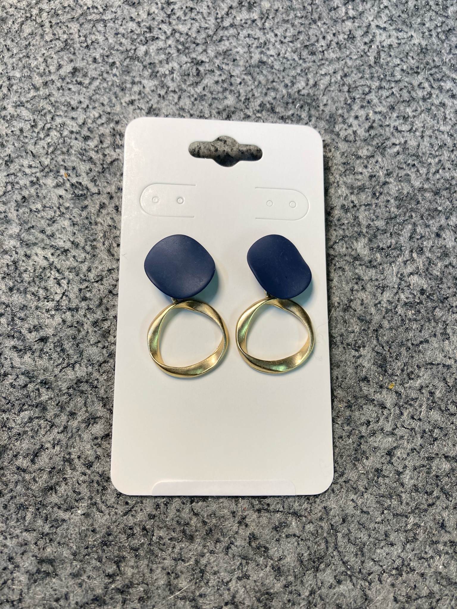 Navy Resin and Gold Tone Dangle Earrings