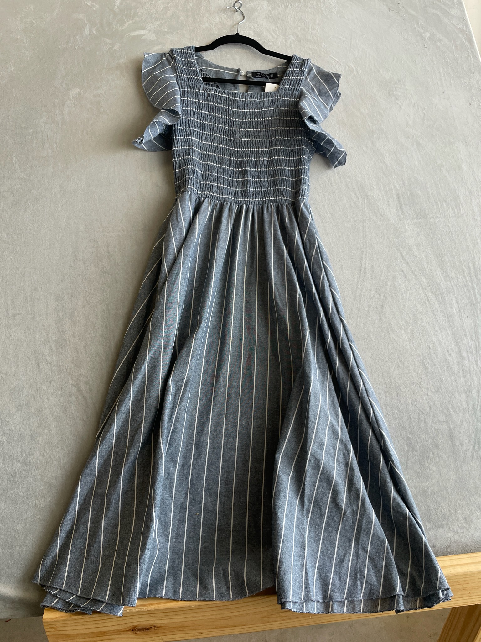 Simply Be Blue-Gray Striped Chambray Dress Size Size M