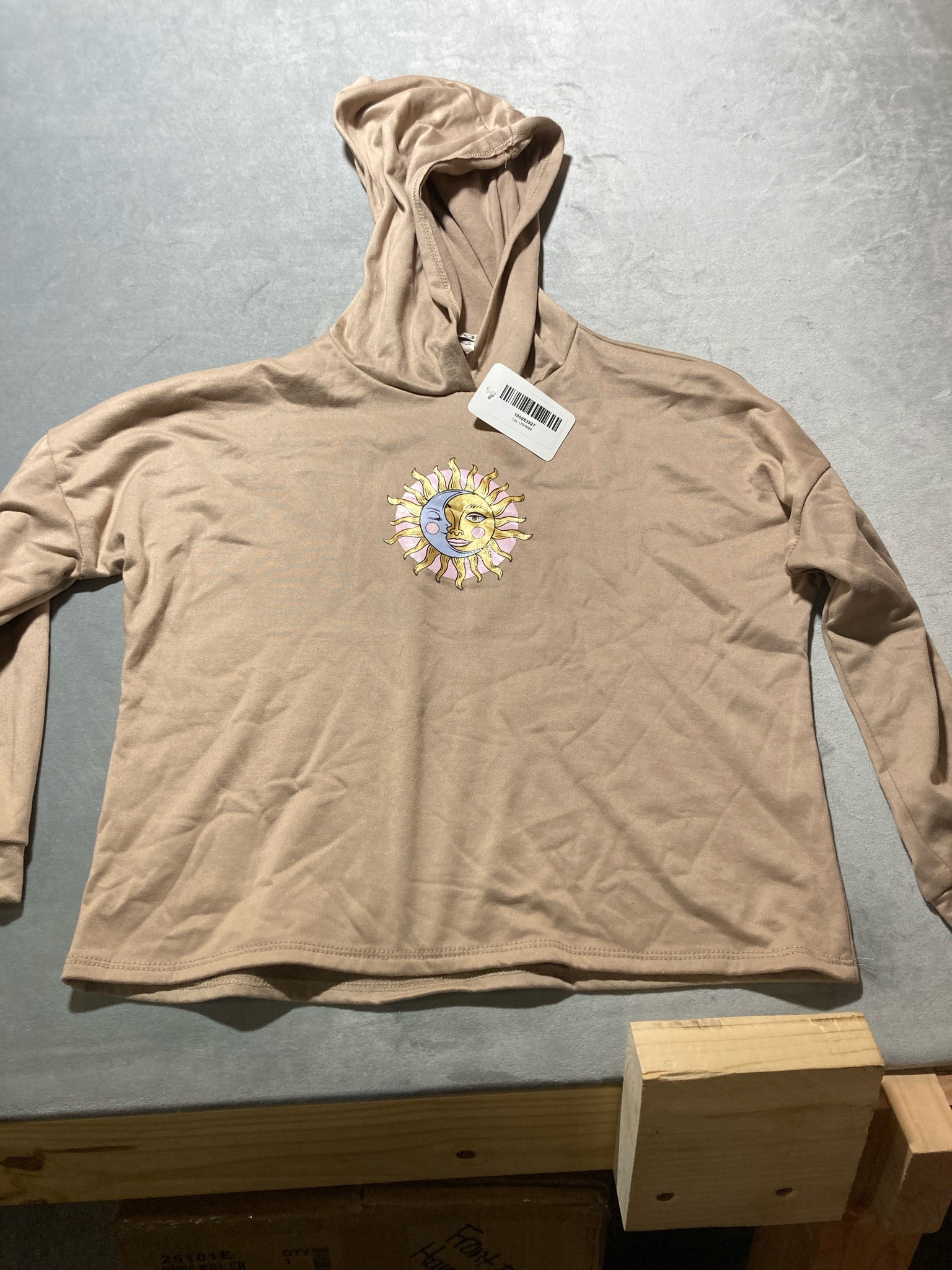 Tan Sweatshirt Knit Hoodie